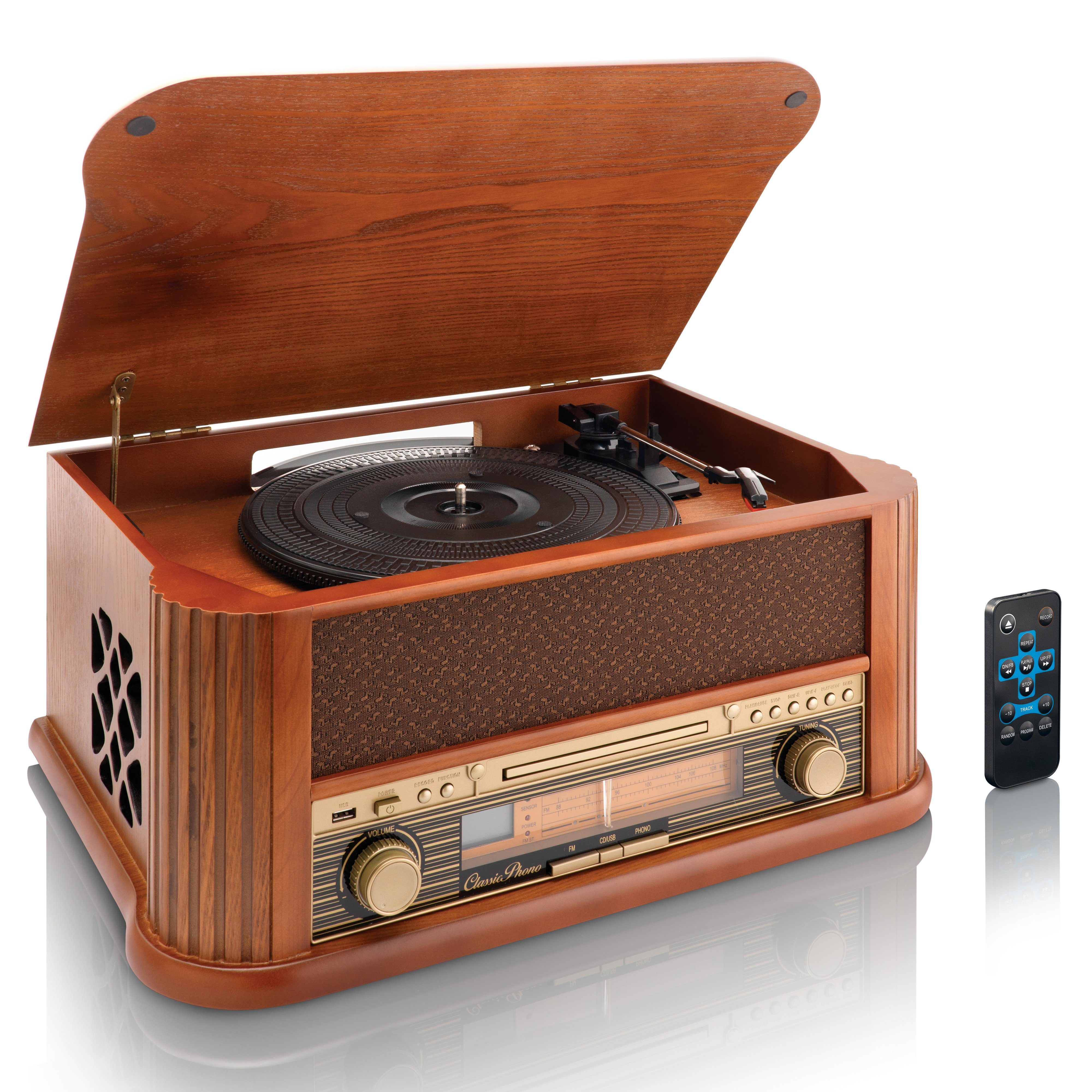 Radio (Riemenantrieb) TCD-2500 - CD-Spieler Plattenspieler Retro und Lenco mit Classic Plattenspieler Phono