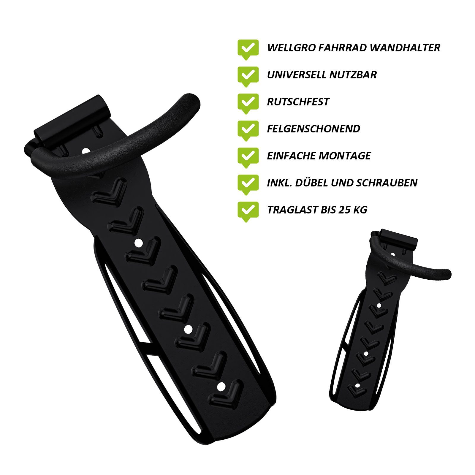 Wellgro Fahrradhalter 2 x Wand Fahrradhalter - Stahl Fahrrad Wandhalterung günstig online kaufen