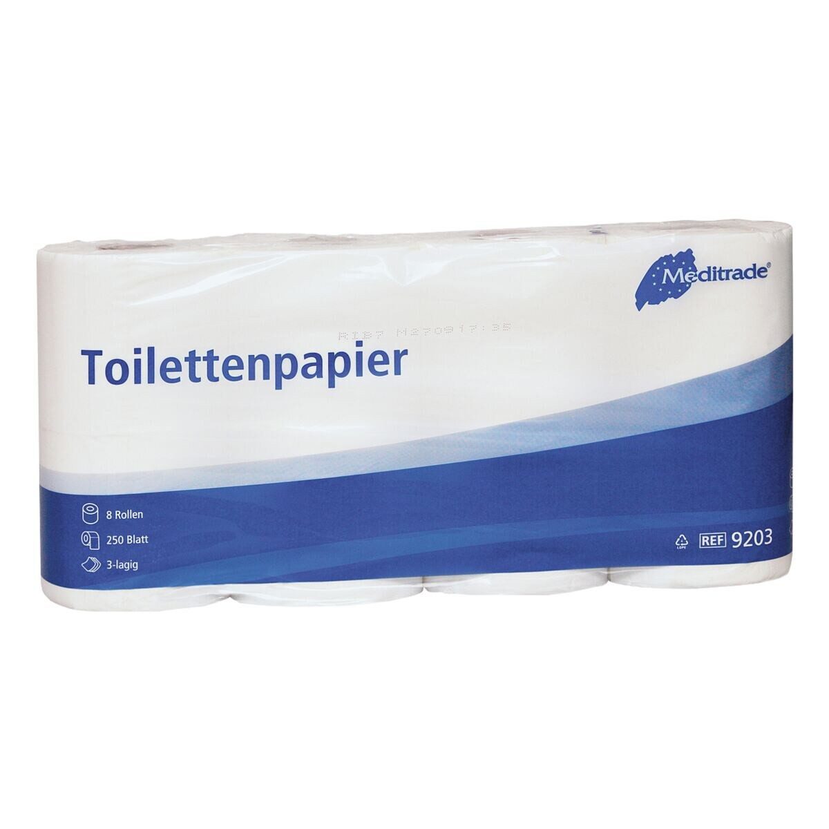 MediTrade Toilettenpapier (8-St), 3-lagig, parfümfrei/ ungeprägt, 250 Blatt/Rolle