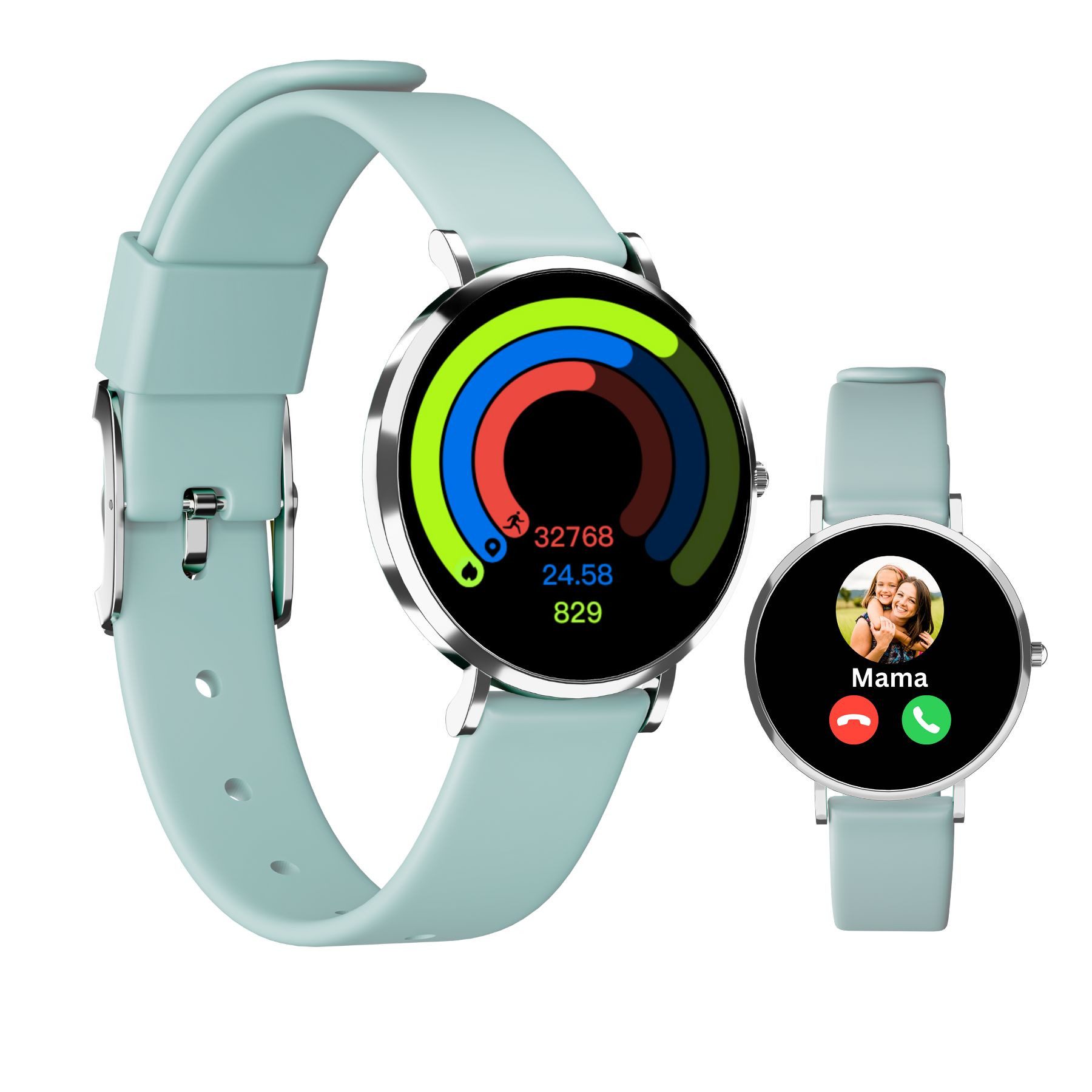 XCOAST XCOAST, LINO-Time, extra kleine Kinder Smartwatch (3,7 cm) Set, 2-tlg., 6 Tage Akku, Sportfunktion, SOS NOTRUF, 6 Tage Akku, IP68 wasserdicht, Edelstahl, flach