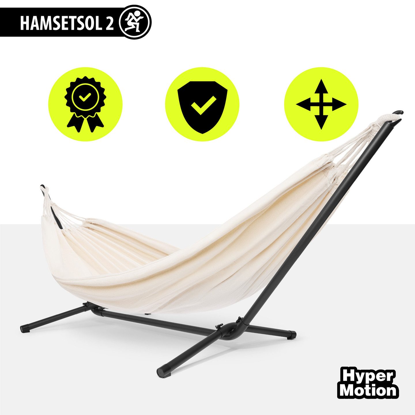 HyperMotion Hängematte HyperMotion Hängematte mit Metallgestell Boho Set Beige