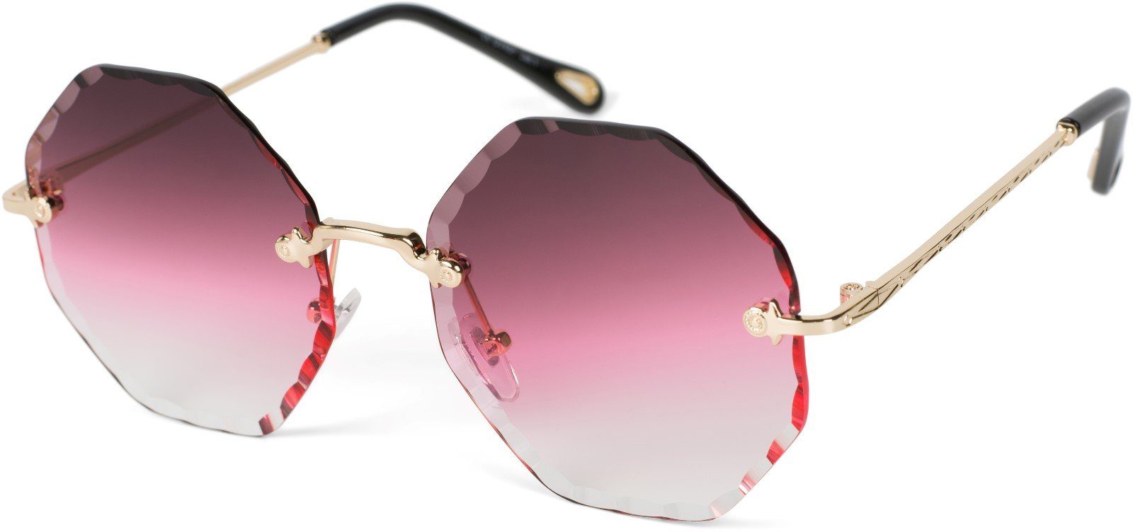 styleBREAKER Sonnenbrille (1-St) Getönt Gestell / Bordeaux-Pink Glas Verlauf Gold