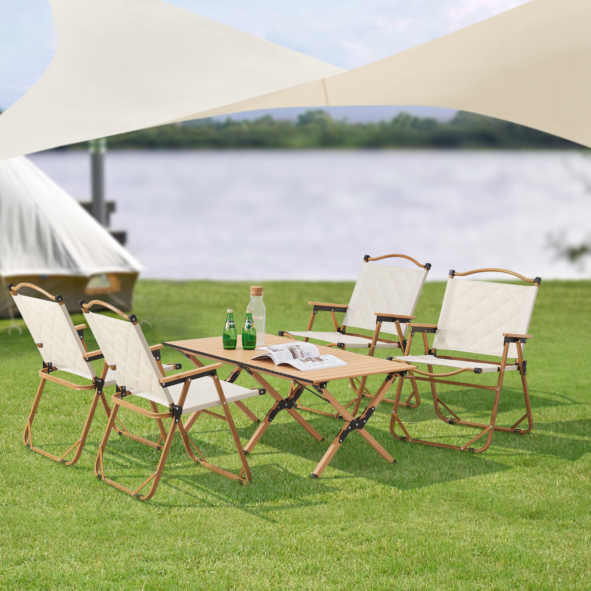 casa.pro Gartenlounge-Set, (5-tlg., 1 Tisch, 4 günstig online kaufen