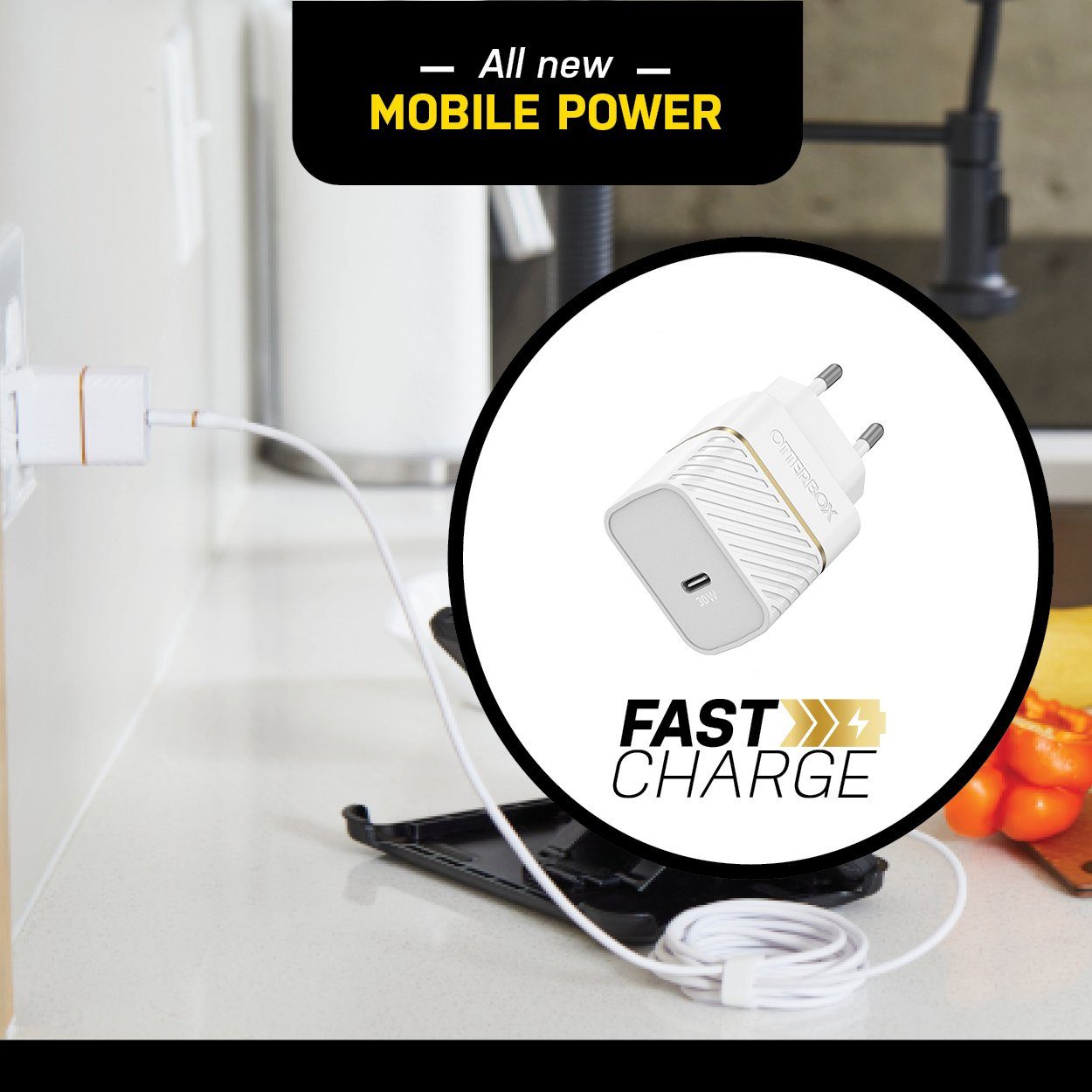 Otterbox EU WallCharger 30W GaN - 1X USB-C 30W USB-PD Smartphone-Ladegerät (geeignet für Apple iPhone, Samsung Galaxy, Google Pixel)