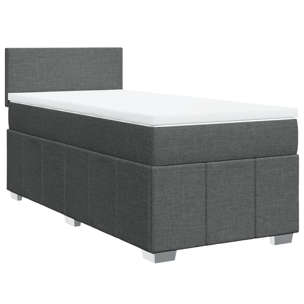 Bett Boxspringbett mit Matratze Dunkelgrau 90x190 cm Stoff