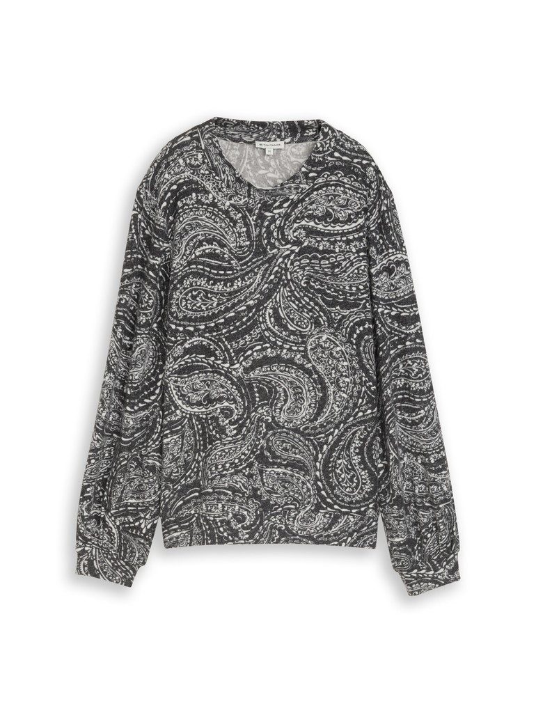 TOM TAILOR Rollkragenpullover T-shirt cozy alloverprint