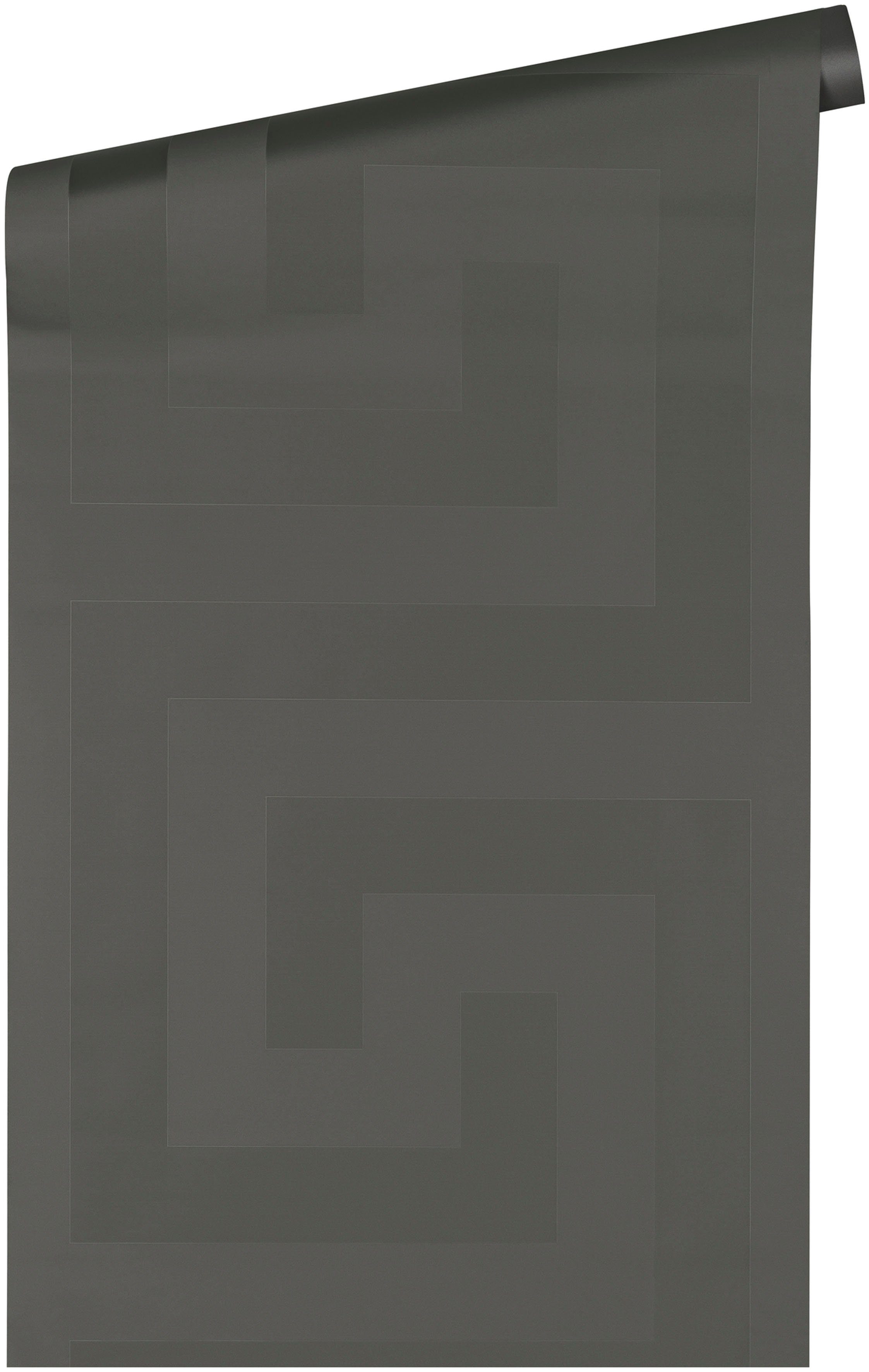 5 Versace Mäander, Designertapete Versace St), Vliestapete grau/silberfarben Wallpaper (1 strukturiert, leicht glänzend, metallic,