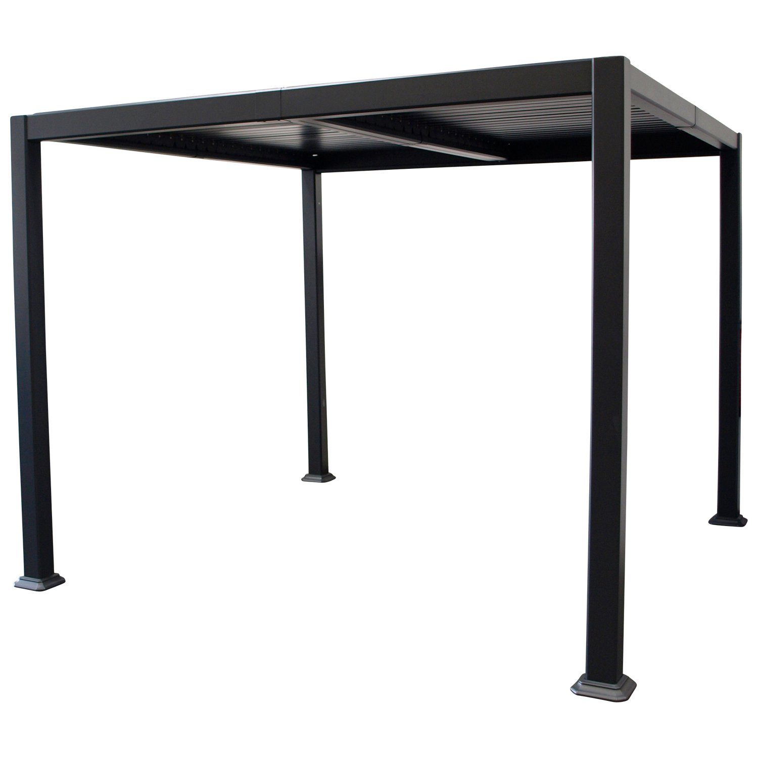 DEGAMO Pavillon BARACOA mit Lamellendach, 300x300cm, Aluminium dunkelgrau
