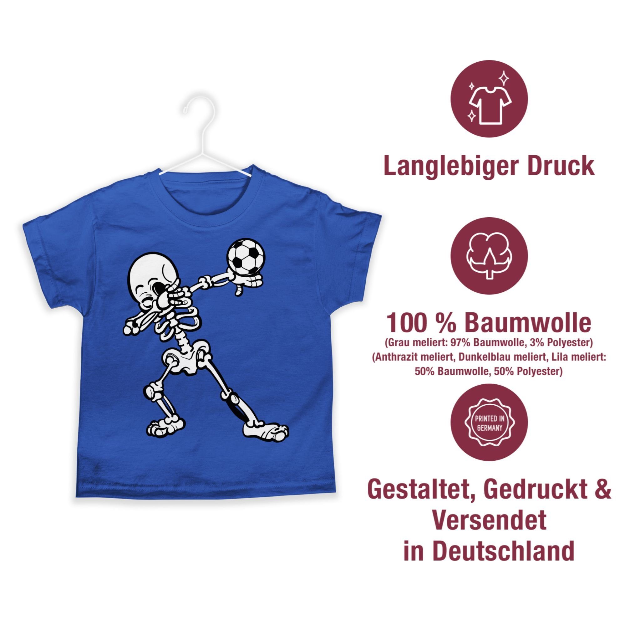 Sport mit Kinder T-Shirt Shirtracer Skelett Dabbendes Royalblau 3 Fussball Kleidung