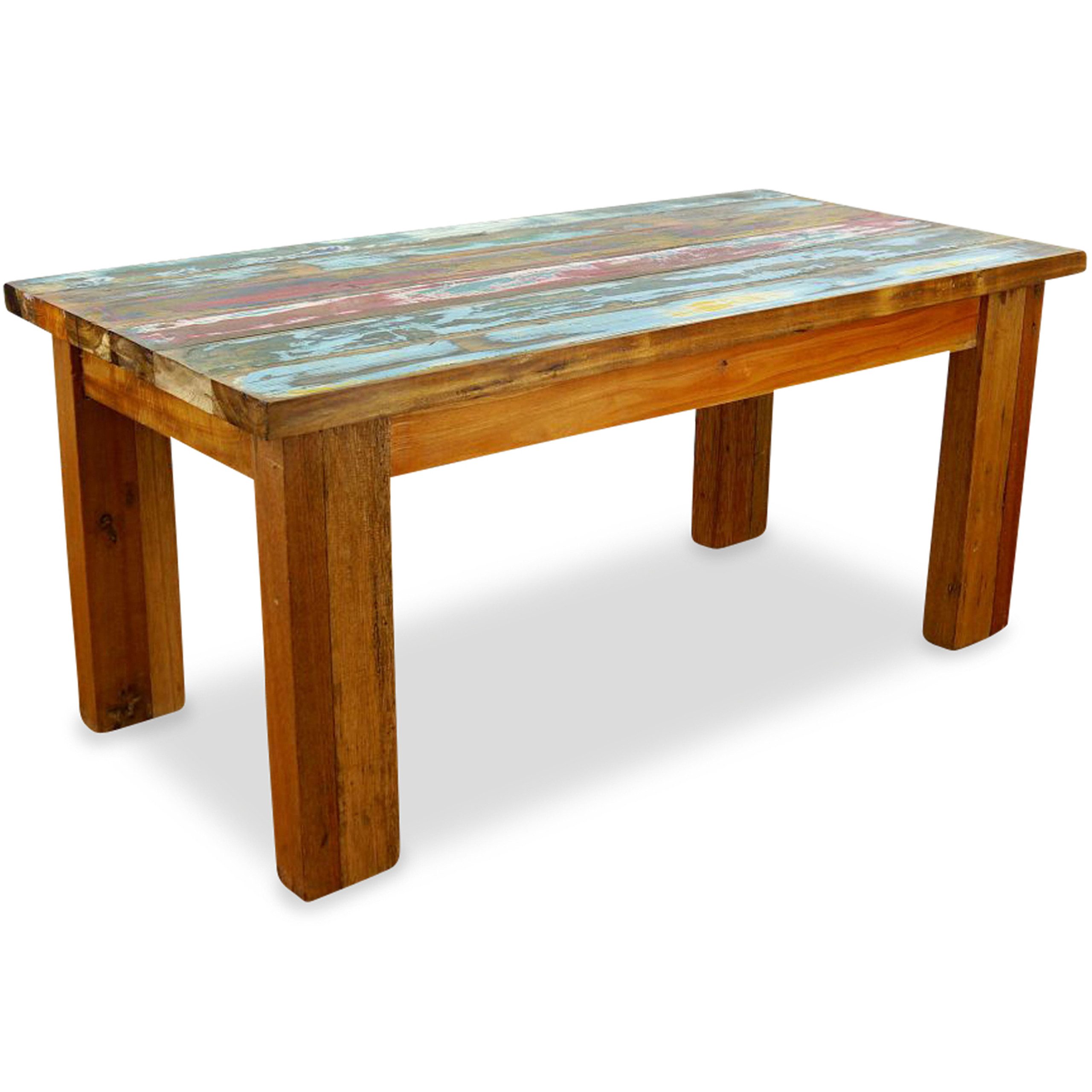 livasia Couchtisch Sofatisch, Teakholz, recyceltes Bootsholz, 100x50x45cm