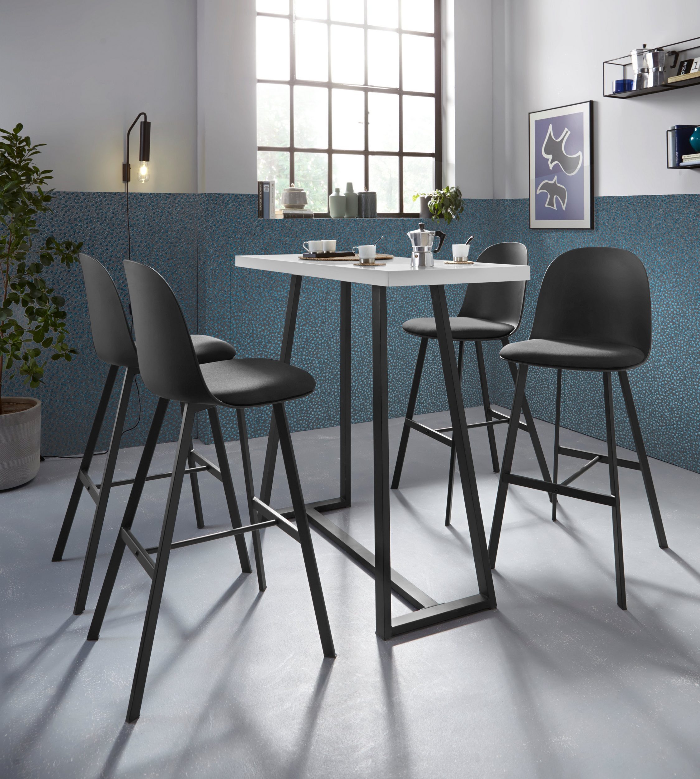 loft24 Barhocker Astral (2er-Set, 2 St), Barstuhl, Kunststoffschale mit Sitzkissen, Sitzhöhe 75 cm, modern
