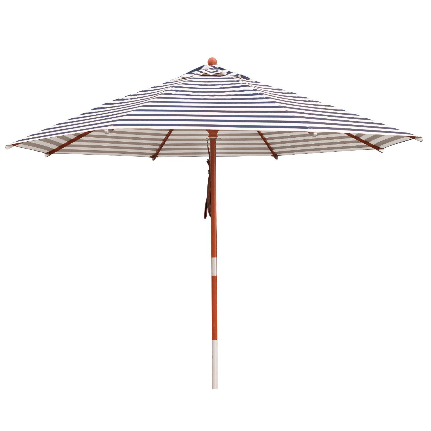anndora-sonnenschirm Balkonschirm 3,5 Meter rund blau weiß gestreift, doppeltes Seilzugsystem - witterungsbeständiger Stoff