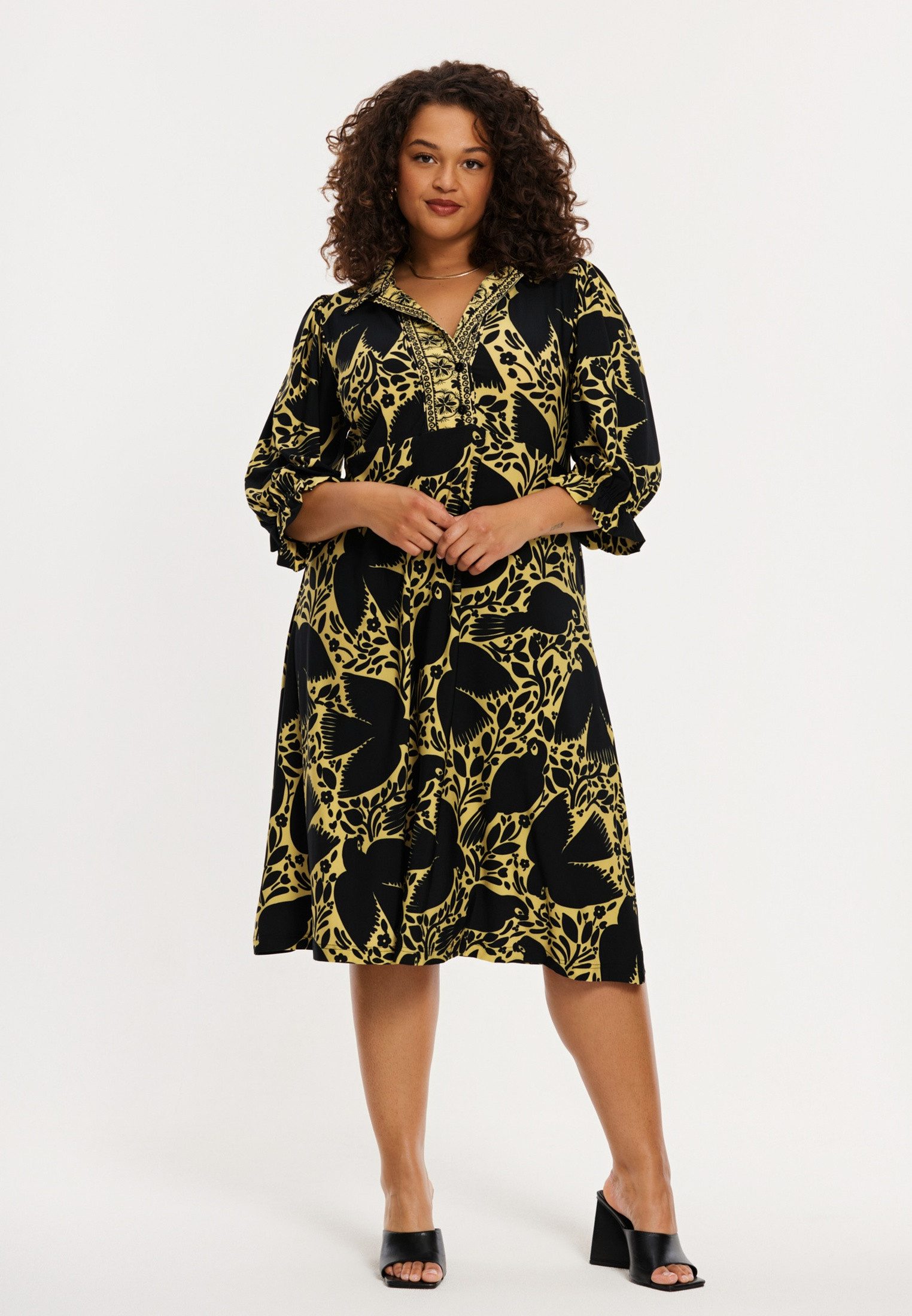 YOEK A-Linien-Kleid Damen Kleid mit Druck Bio-Baumwolle