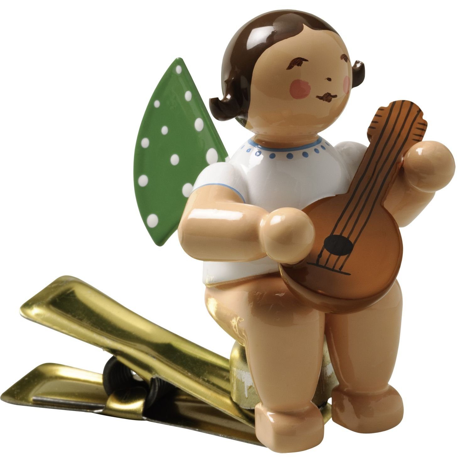 Wendt & Kühn Weihnachtsfigur Engel mit Mandoline auf Klemme 650/90/4, zufällig blond oder braunhaarig