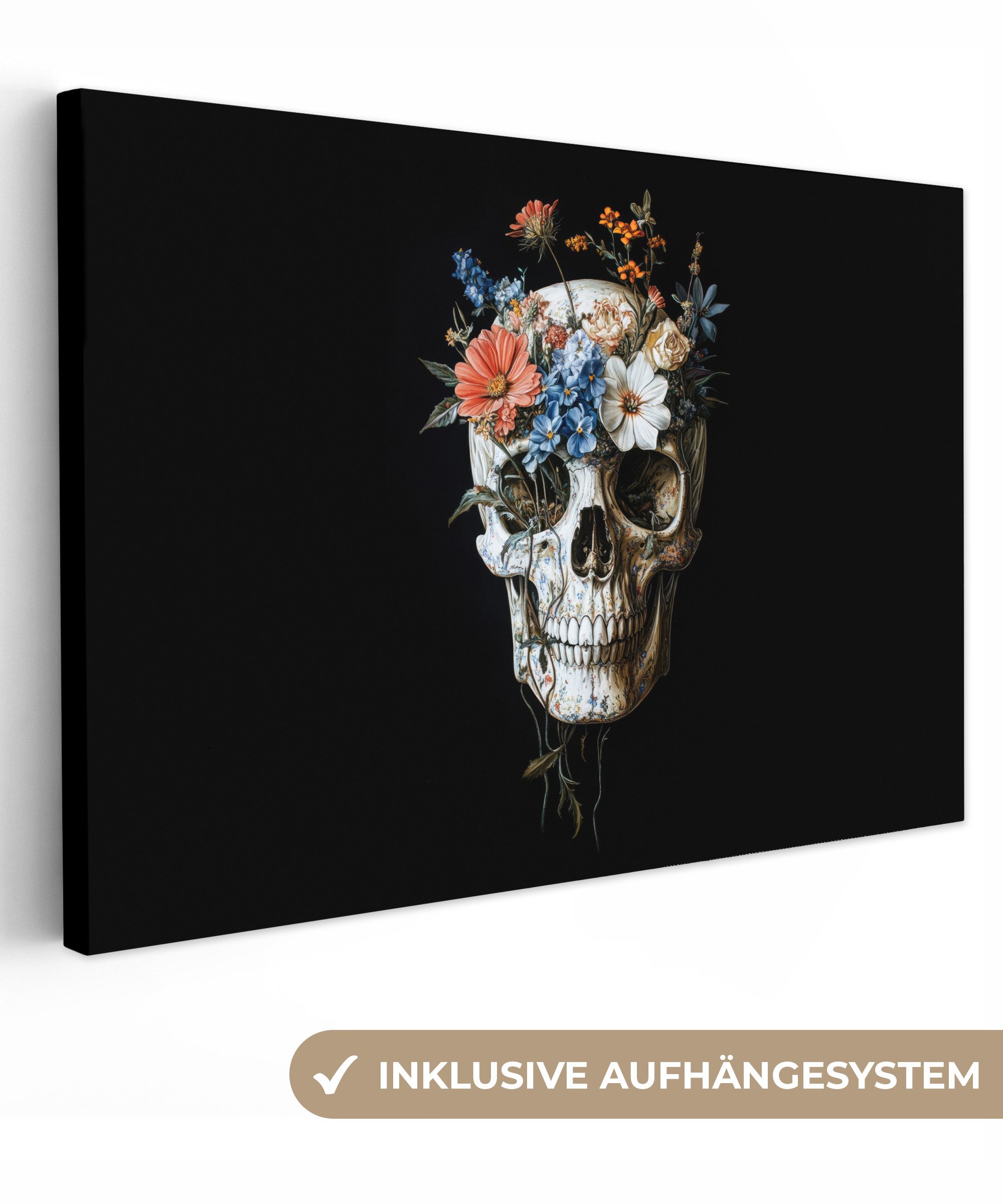OneMillionCanvasses® Leinwandbild Blumen - Totenkopf - günstig online kaufen