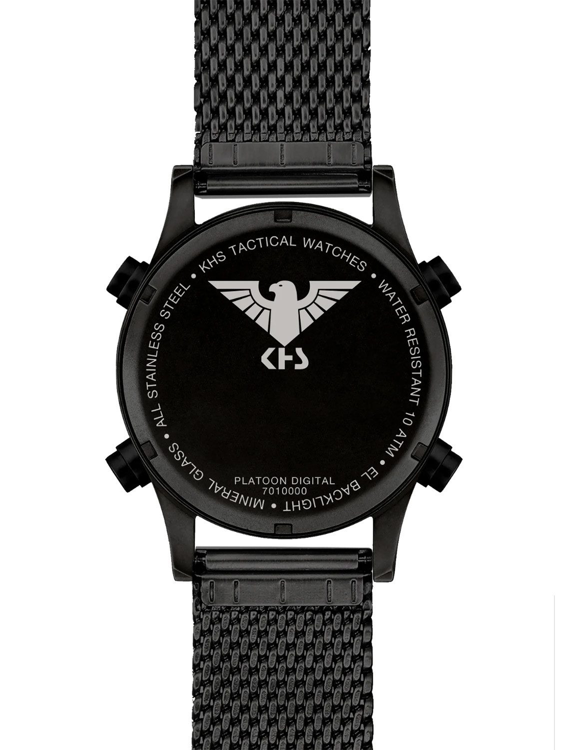 KHS Digitaluhr Herren-Platoon Schwarz mit Meshband