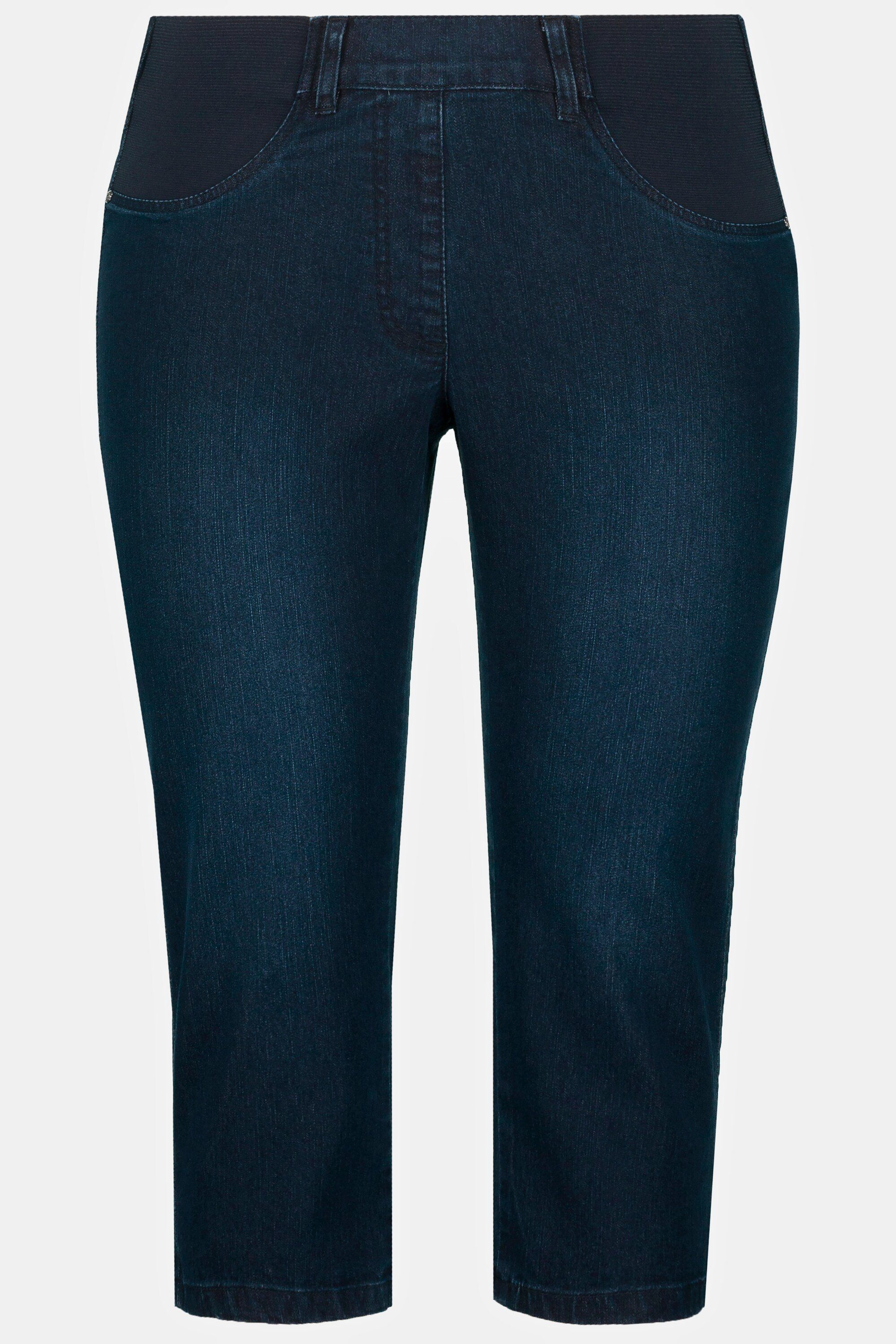Elastikbund denim dark Popken Caprijeans Jeans-Capri Ulla blue