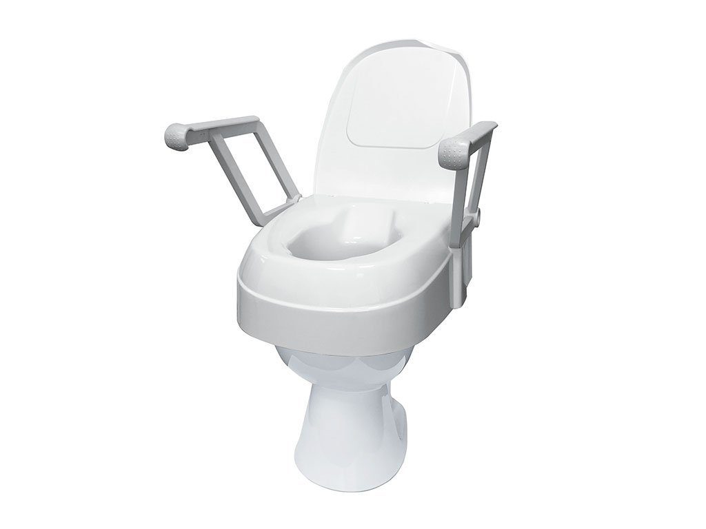 Drive Medical Toilettensitzerhöhung TSE 120 Toilettensitzerhöhung Toilettensitz mit Armlehnen, mit 2 Hygieneaussparungen