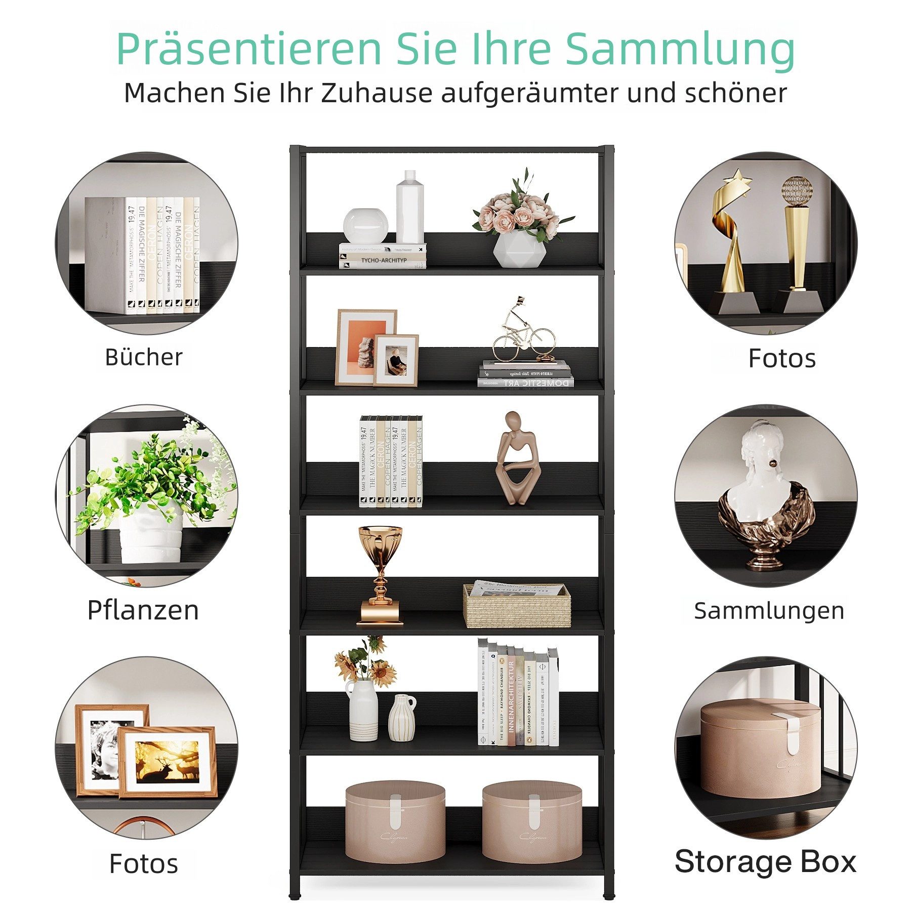 Tribesigns Bücherregal Standregal, Leiterregal mit 6 Ebenen für Wohnzimmer, einfacher Aufbau