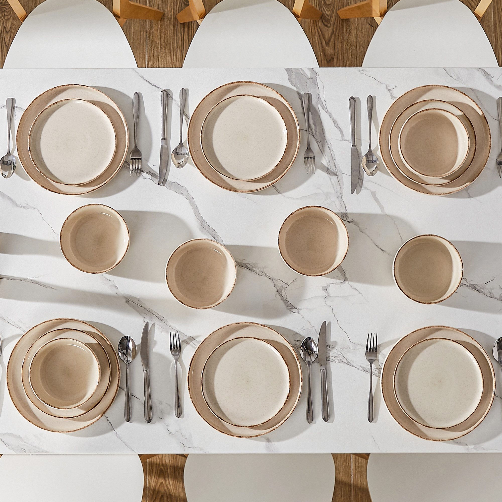 vancasso Geschirr-Set Tafelservice für 4/6, Steingut Geschirrset, Spülmaschinenfest (18-tlg), 6 Personen, Steingut – Bild 3 von 5