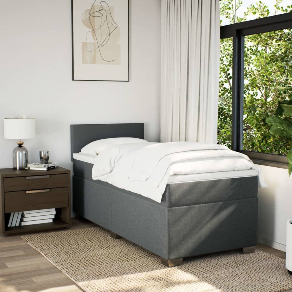 vidaXL Bett Boxspringbett mit Matratze Dunkelgrau günstig online kaufen