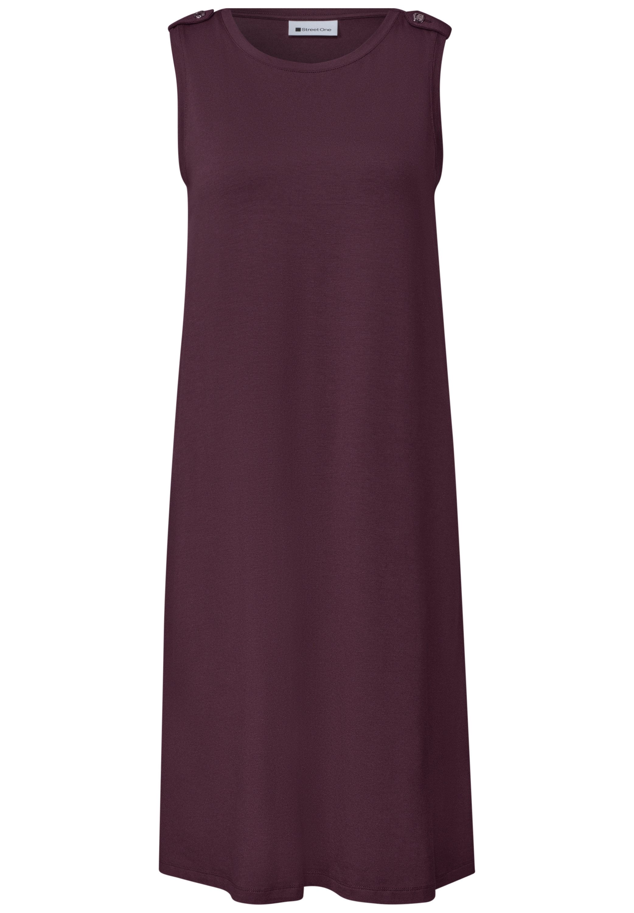STREET ONE Jerseykleid Ärmelloses Sommerkleid mit Rundhals und Knopfdetail