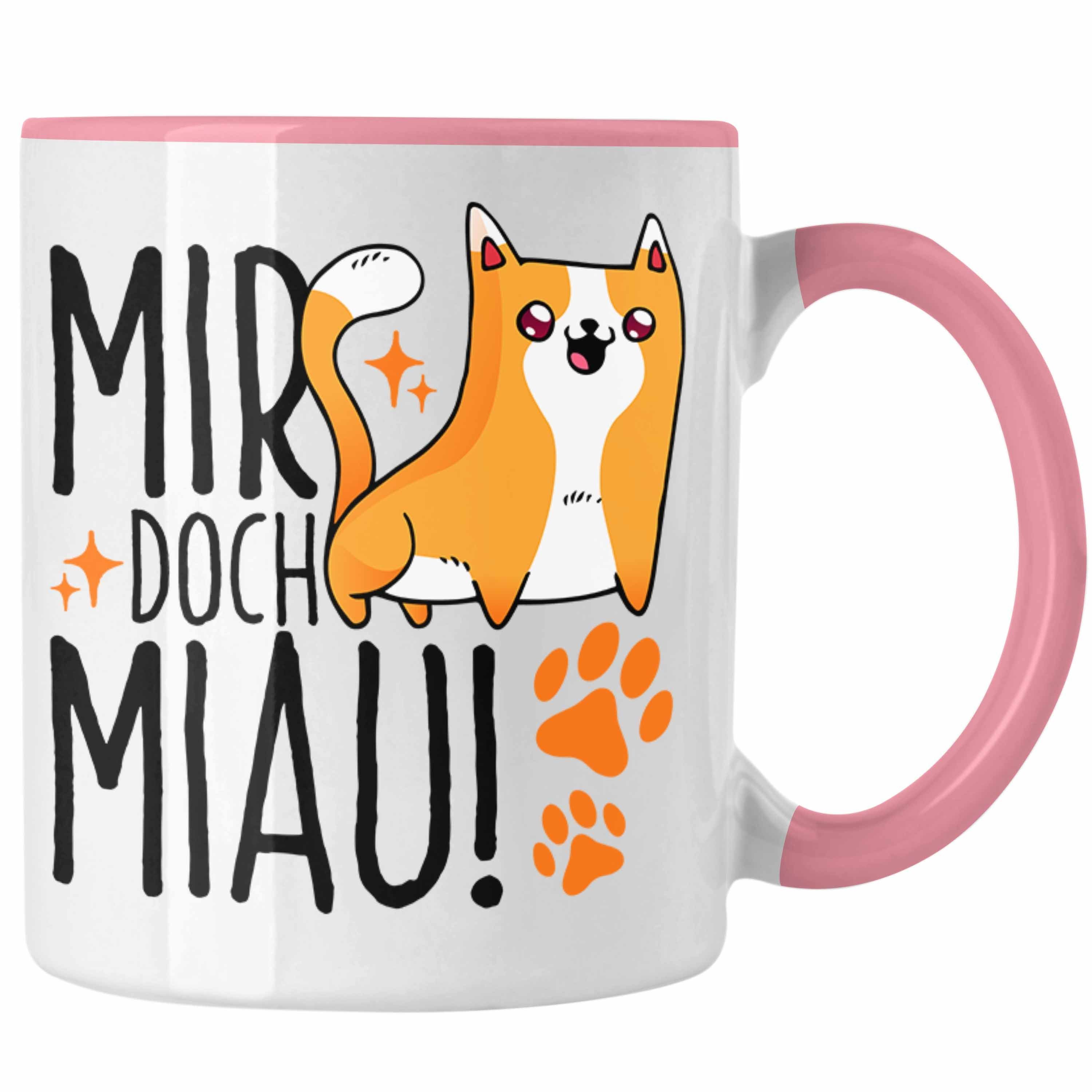 Trendation Tasse Katzen Tasse Lustige Geschenkidee "Mir Doch Miau" Geschenk für Katzen- Rosa