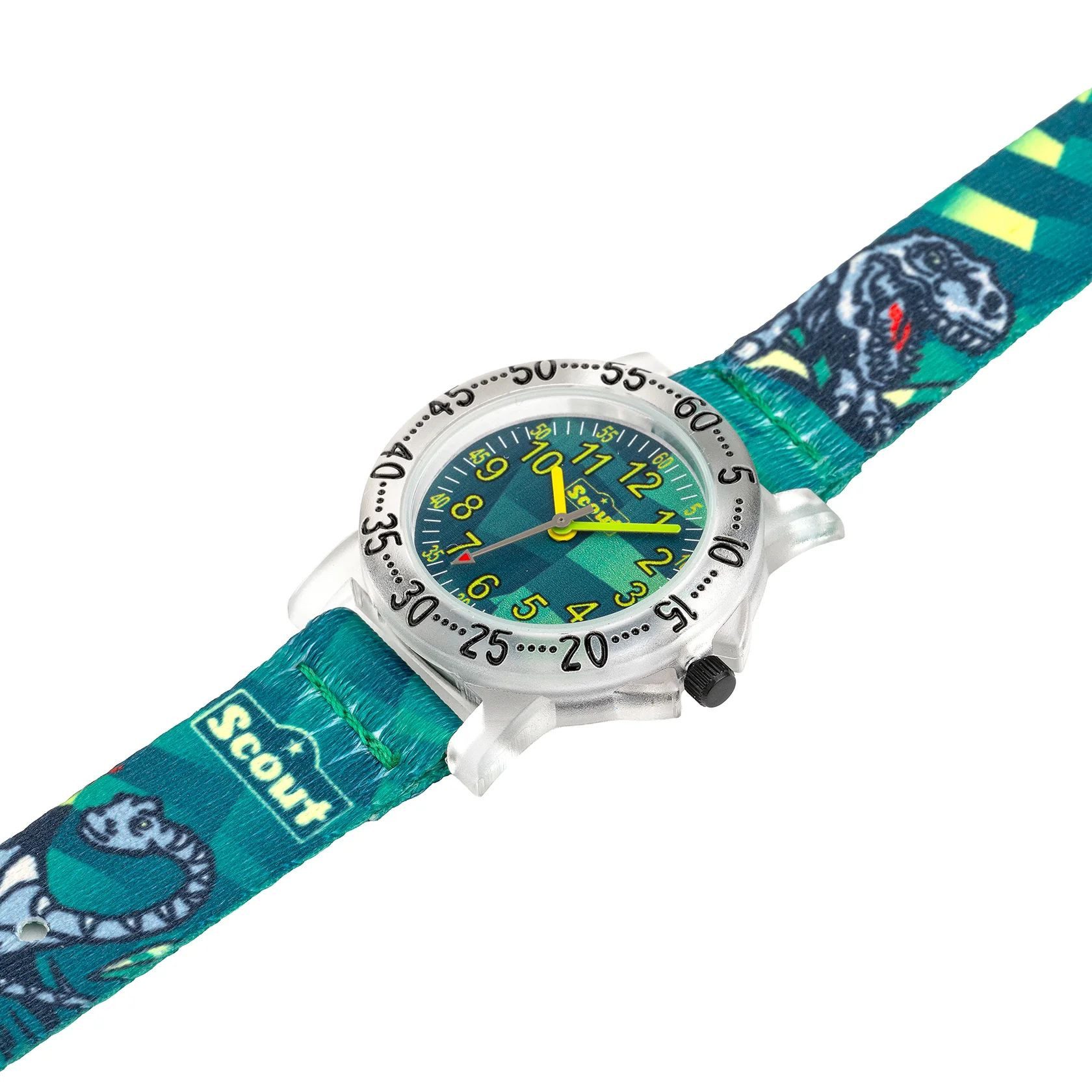 Scout Quarzuhr Kinderuhr 164000213 Dino Grün Textilband Quarz 30,5 mm