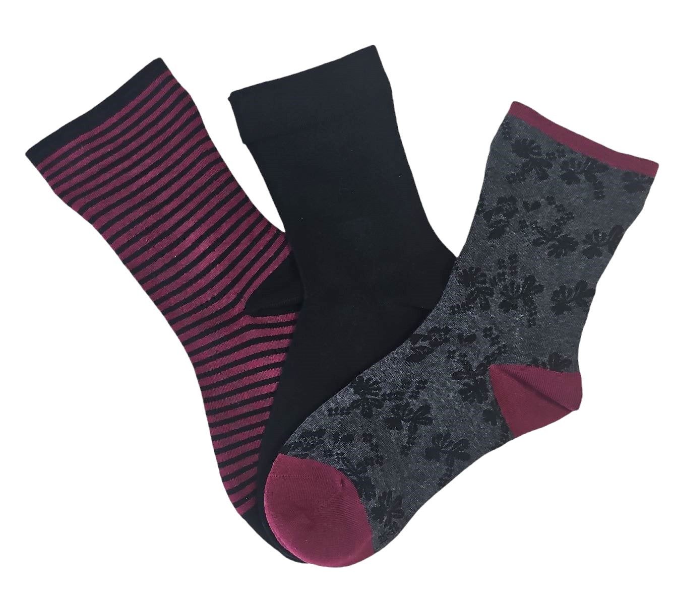 Toker Collection® Gesundheitssocken Damen Socken mit extra weitem Schaft,venenfreundlich, 3er Pack (Packung, 3er Pack) atmungsaktiv