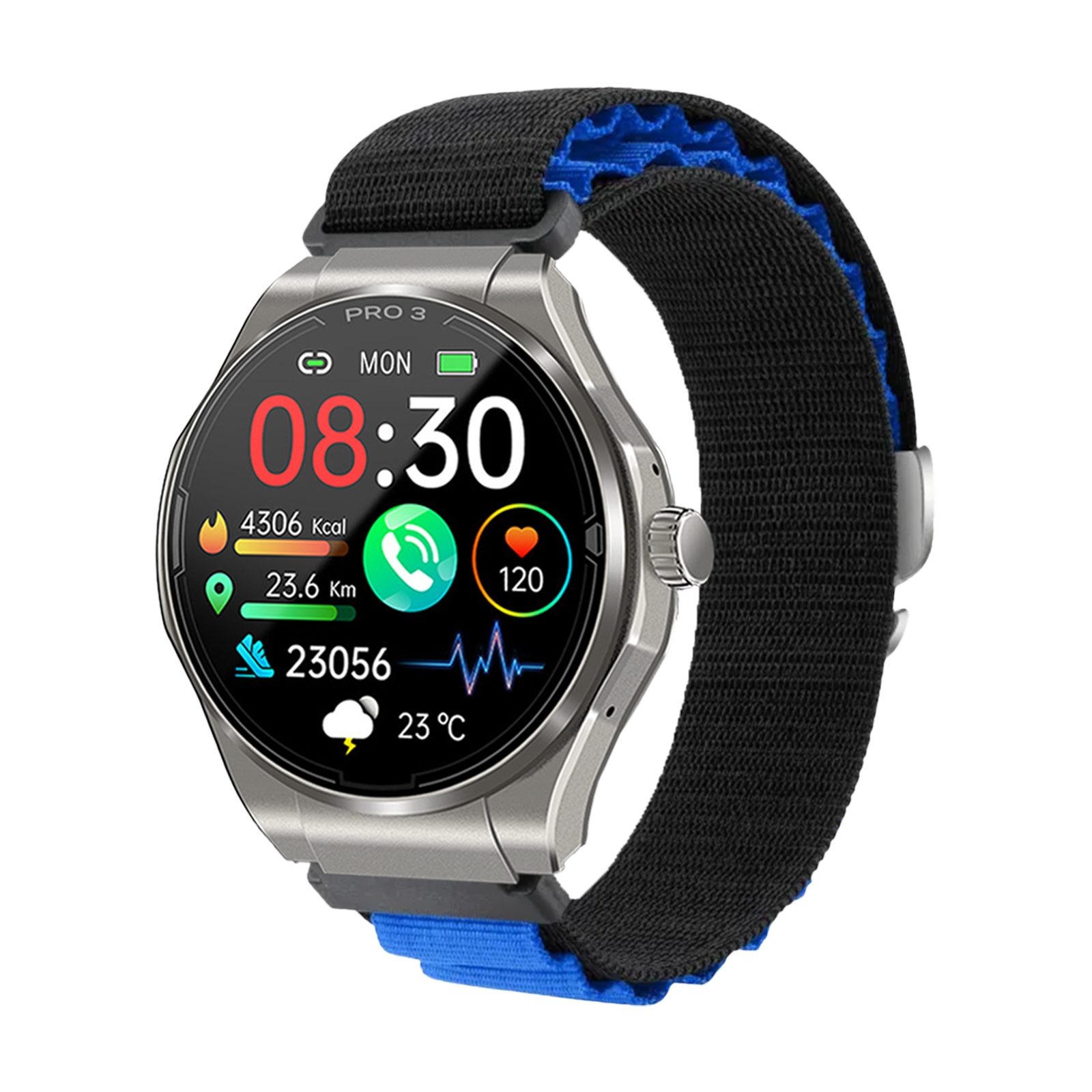 Knauermann PRO 3 (2024) Gesundheitsuhr mit Telefon & Notruffunktion Smartwatch, Bluetooth