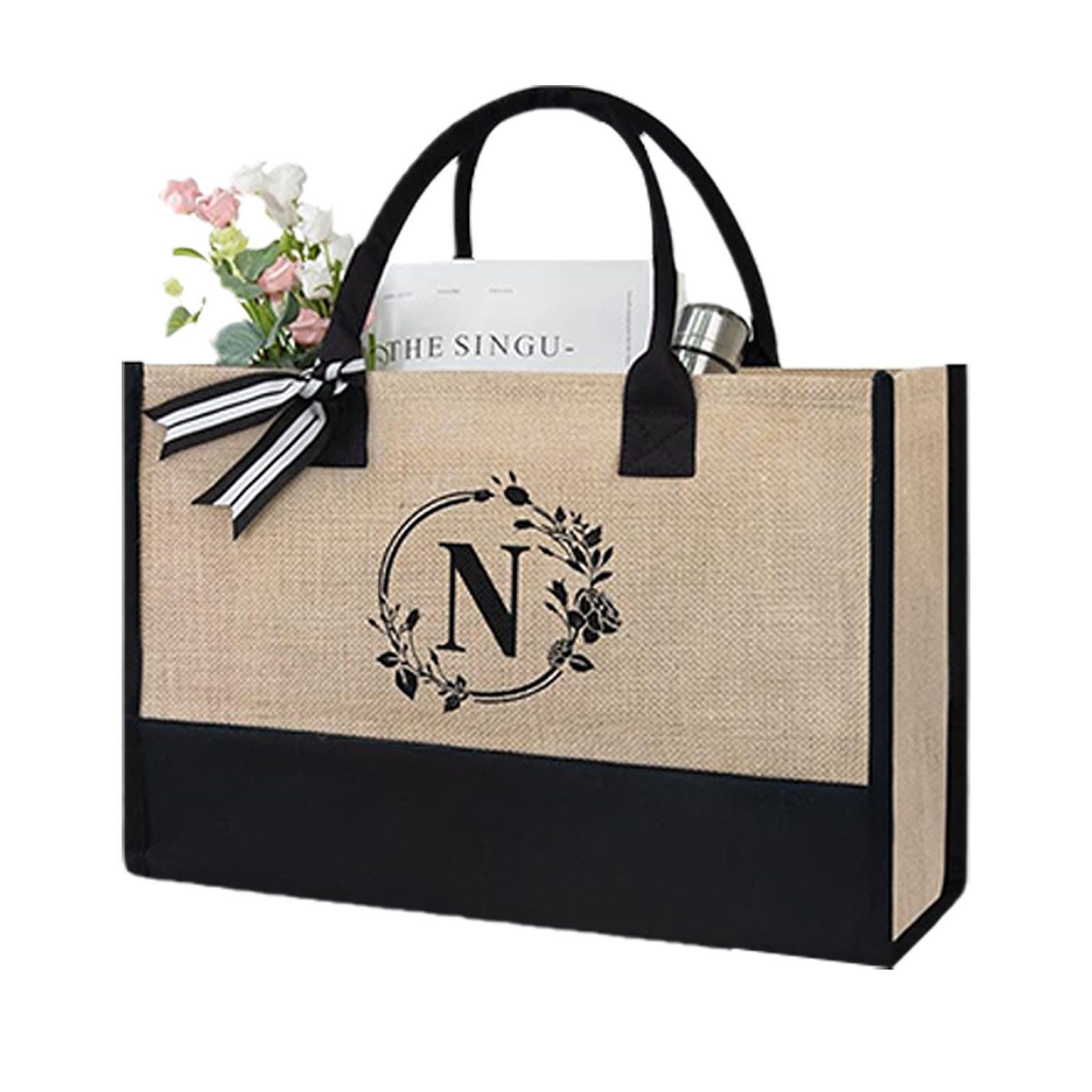 REDOM Tragetasche Buchstabentasche Stofftasche Freizeittasche Damen Canvas günstig online kaufen