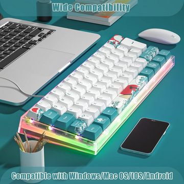 MIHIYIRY AK62 Mechanische Gaming 60% kompakte Tastatur (mit RGB-Hintergrundbeleuchtung PBT-Typ-C-Kabel für Win/Mac-Gamer)