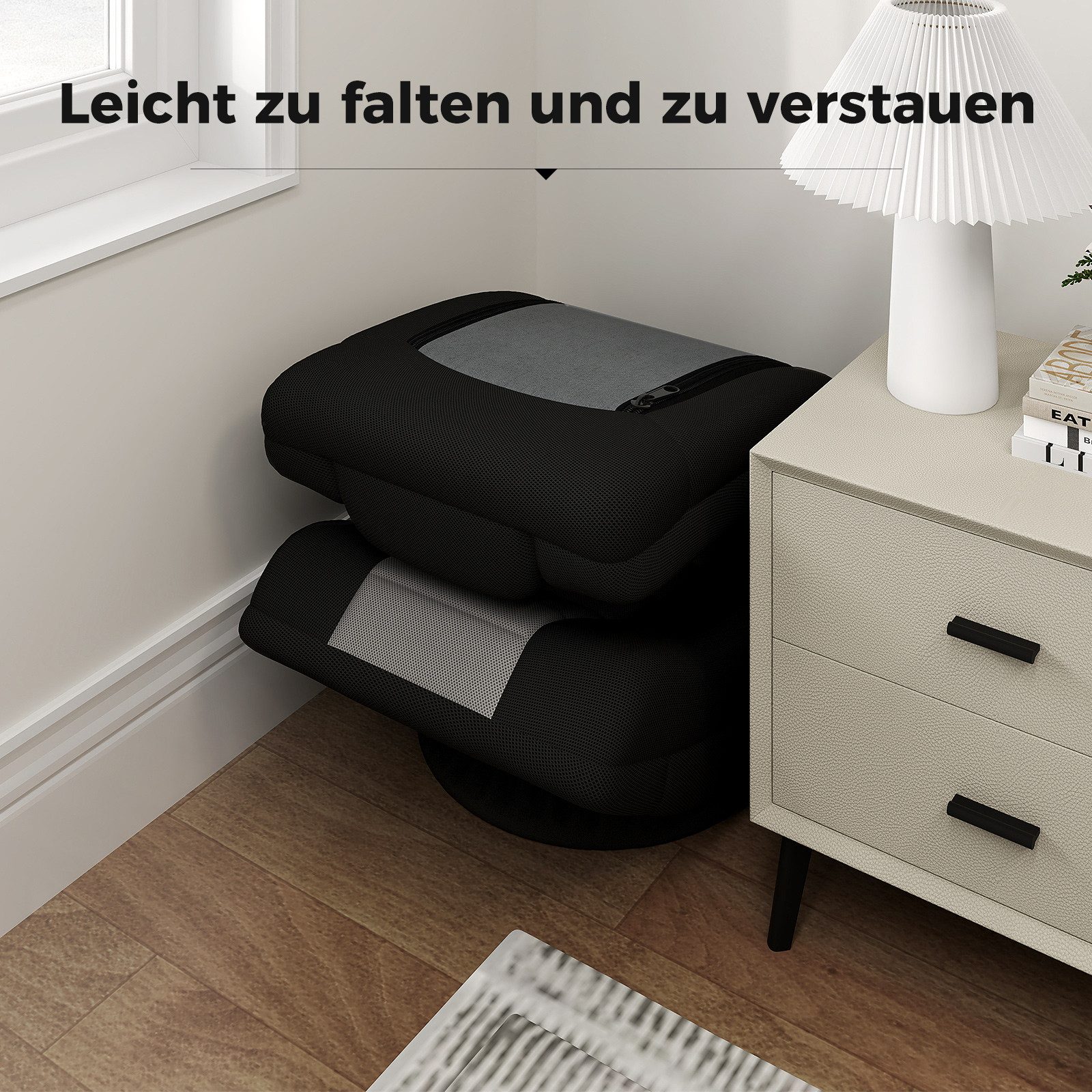 COSTWAY Relaxsessel, Bodenstuhl 360° drehbar, klappbar, verstellbar