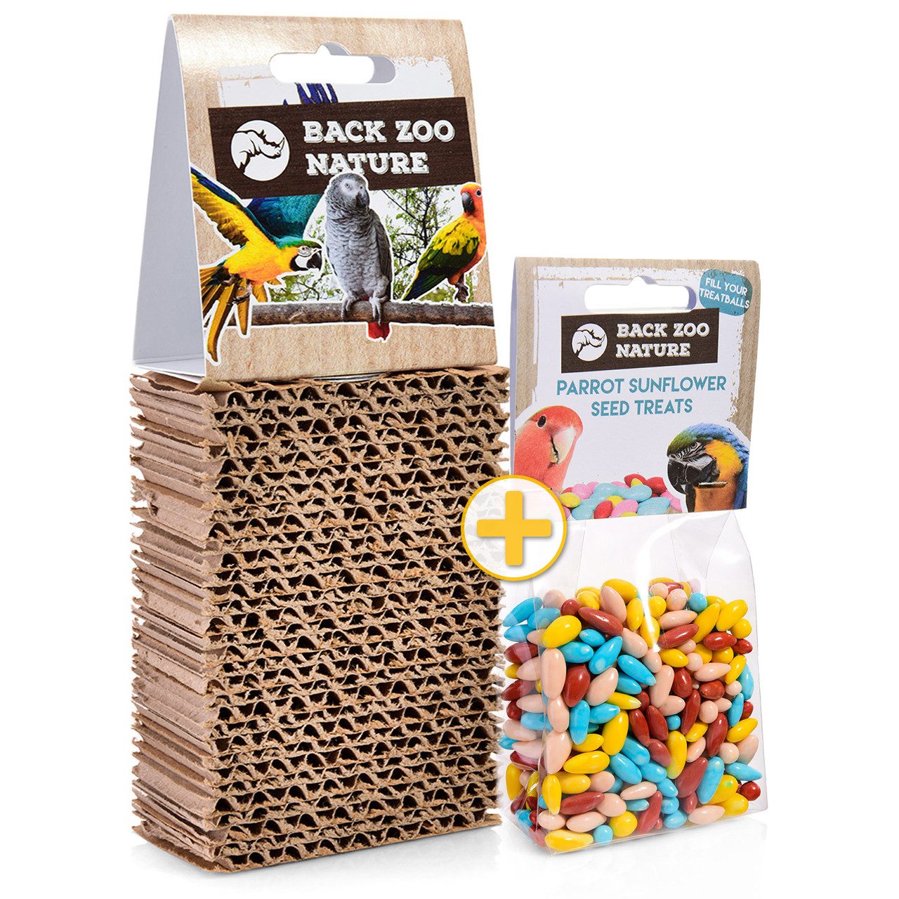 Happy Bird Vogelspielplatz Vogelsitzbrett mit Kernen, zum schreddern und spielen für Sittiche, ca. 20 x 20 x 4cm