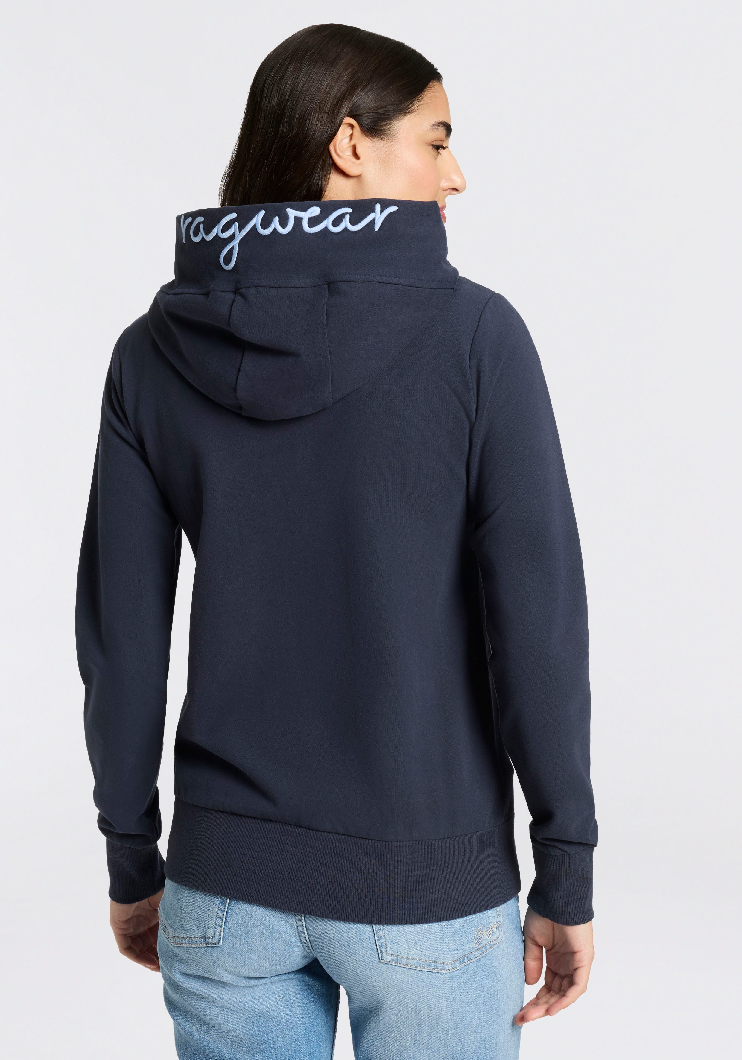 Ragwear Kapuzensweatjacke NESKIA ZIP B O mit hochgeschnittener Kapuze mit Kordel