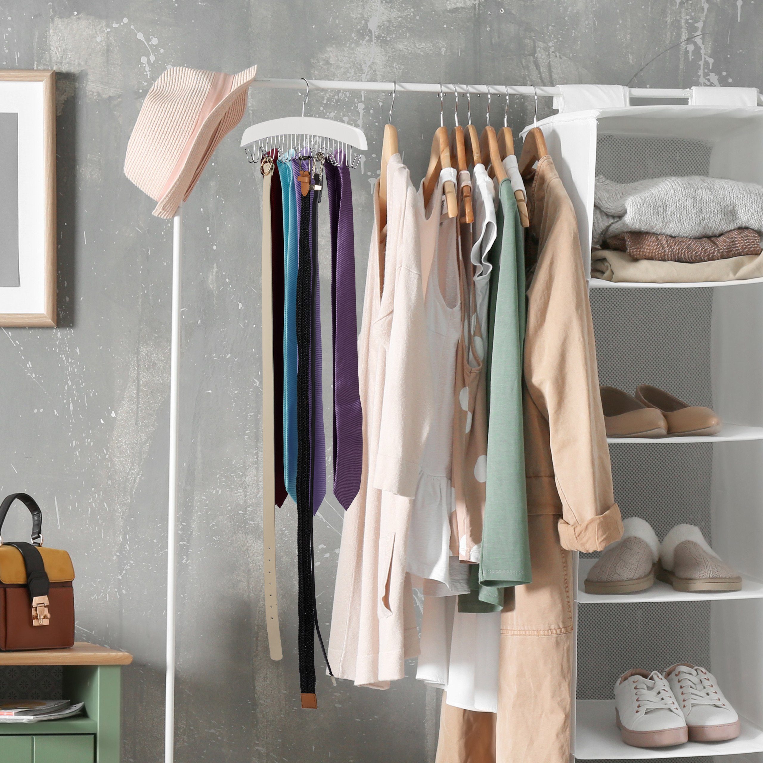 relaxdays Gürtelbügel Gürtelhalter Holz weiß günstig online kaufen