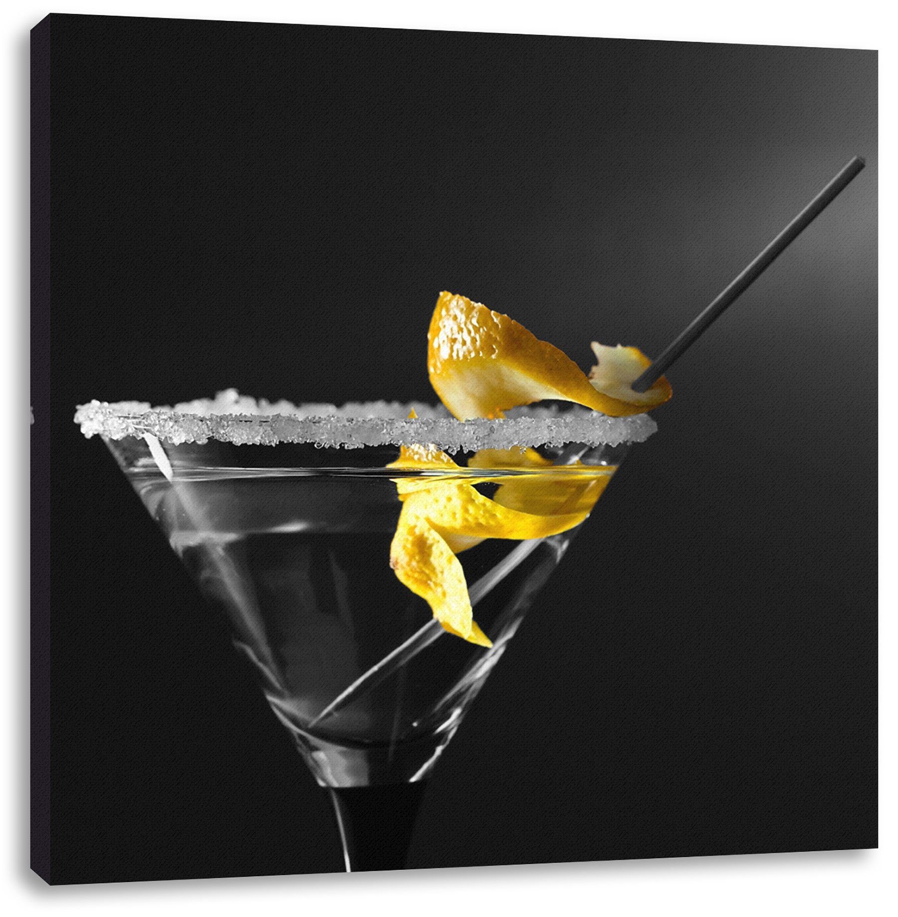 St), inkl. Zuckerrand, Zackenaufhänger Leinwandbild Cocktail Pixxprint Zuckerrand (1 fertig Cocktail bespannt, Leinwandbild