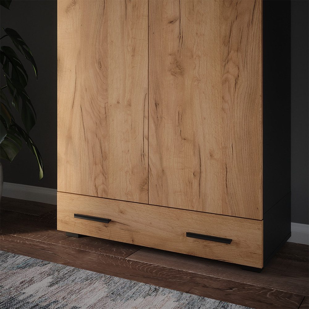 Vicco Aktenschrank Ingo, Anthrazit/Goldkraft Eiche, 80 x 17.4 cm mit Schublade (1-St)