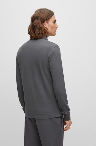kurzer grey BOSS Passerby ORANGE Langarm-Poloshirt mit dark Knopfleiste