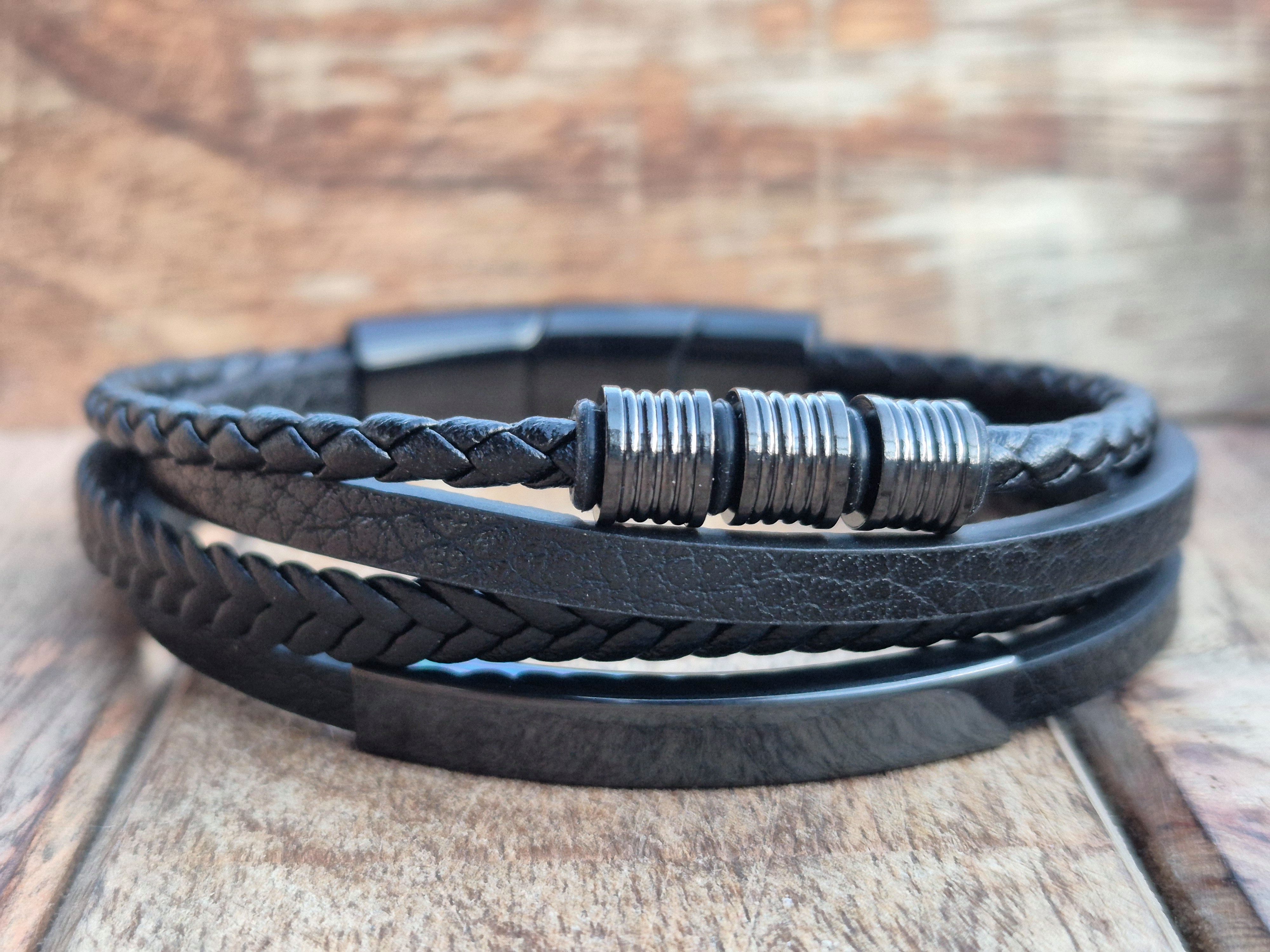 Lederarmband Leder elegantes Armband Echtleder – geflochten mit Magnetverschluss