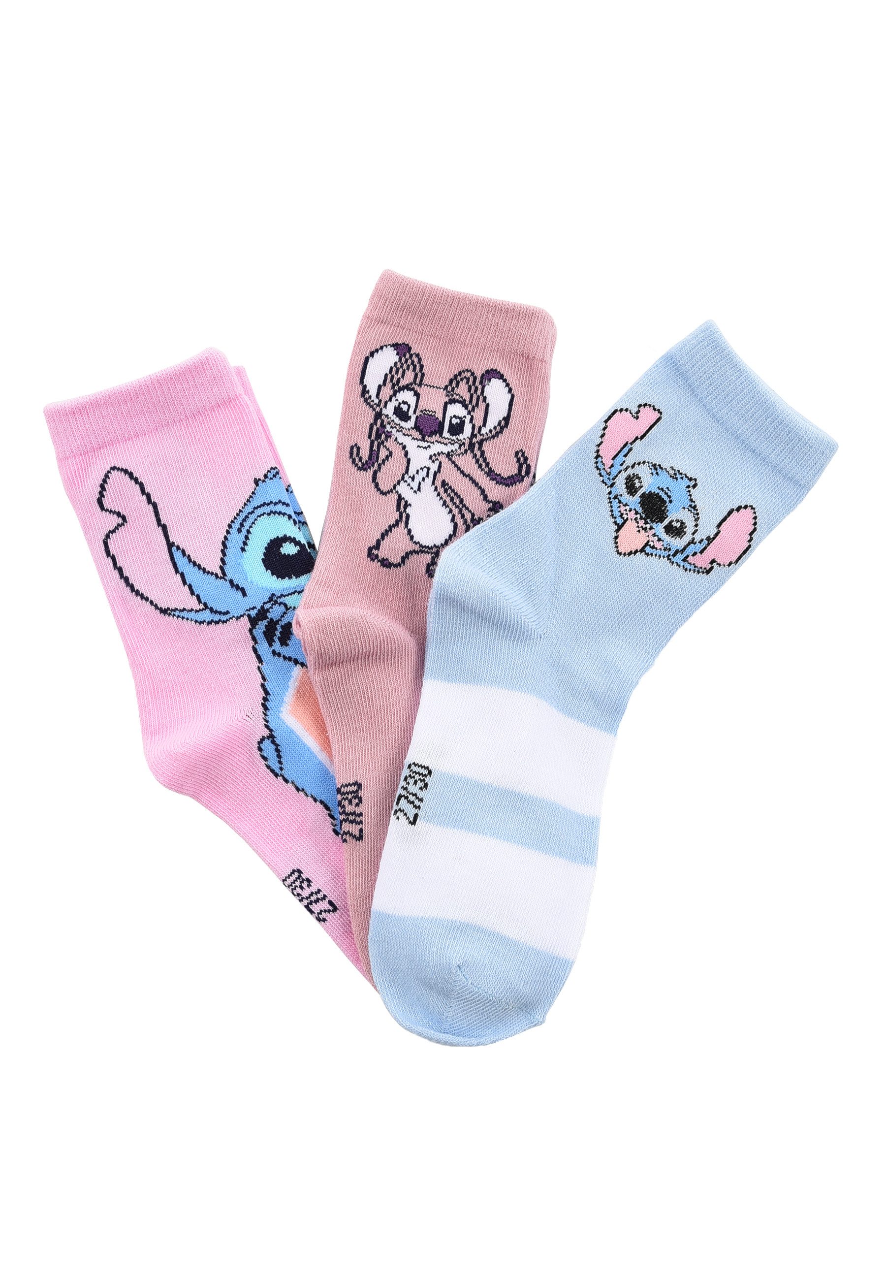Stitch Socken 3-er Pack Mädchen Socken Strümpfe (3-Paar)