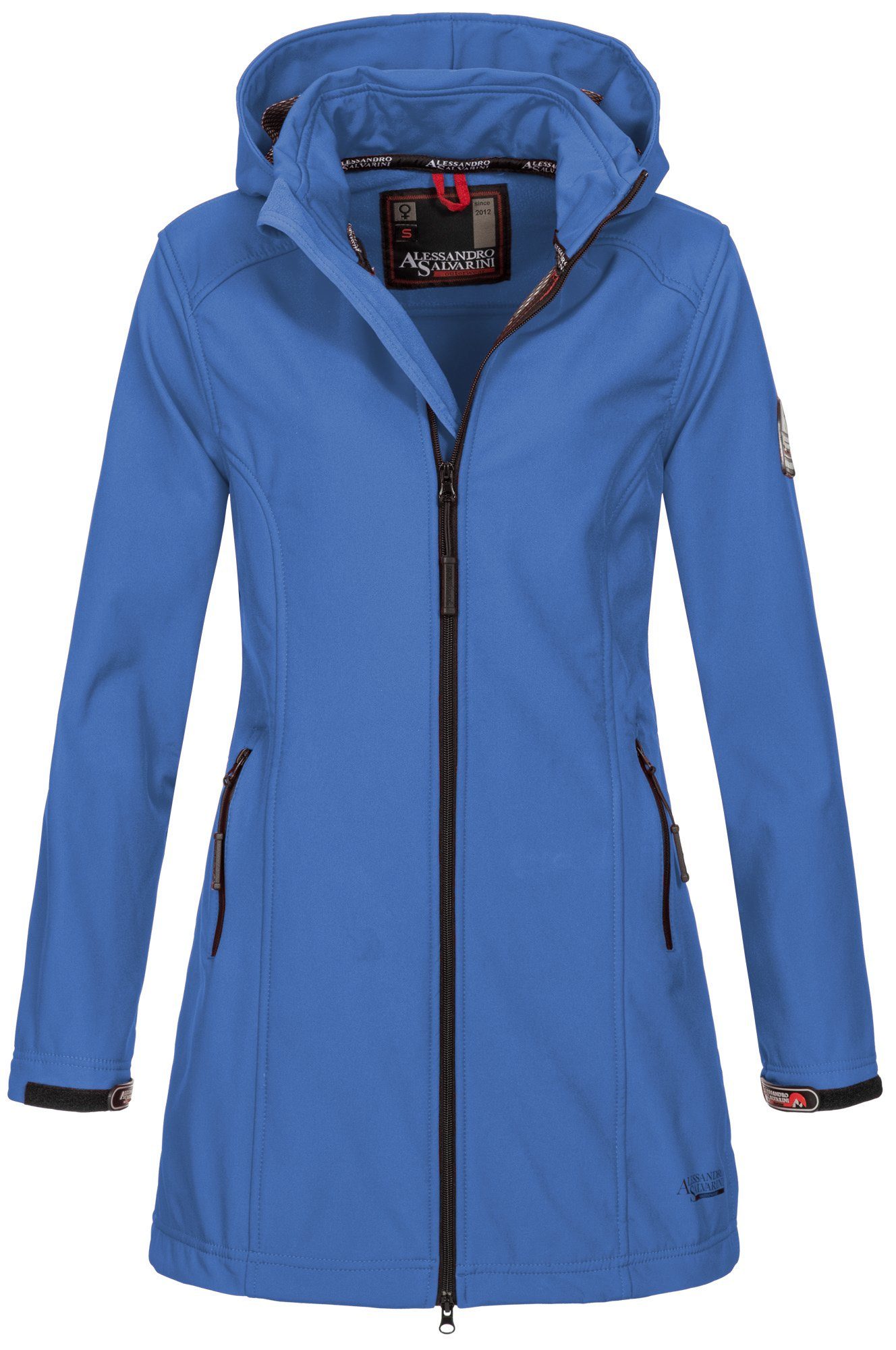 Alessandro Salvarini Softshelljacke Alessia lang mit abnehmbarer Kapuze