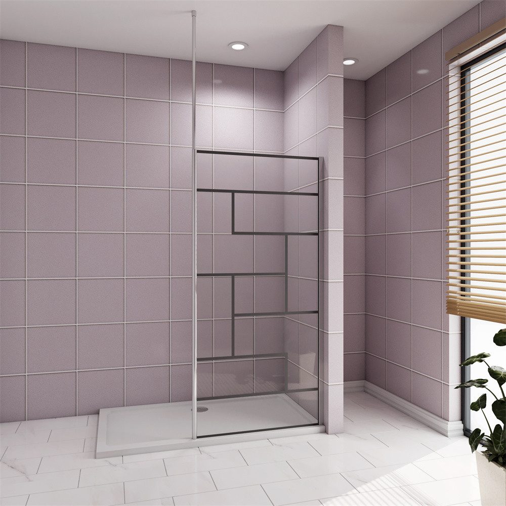 AICA Duschwand Walk in Nano mit unregelmäßigem Gitter Glaswand Trennwand, Einscheibensicherheitsglas, (8mm Nano ESG mit unregelmäßigem Gitter), NanoGlas