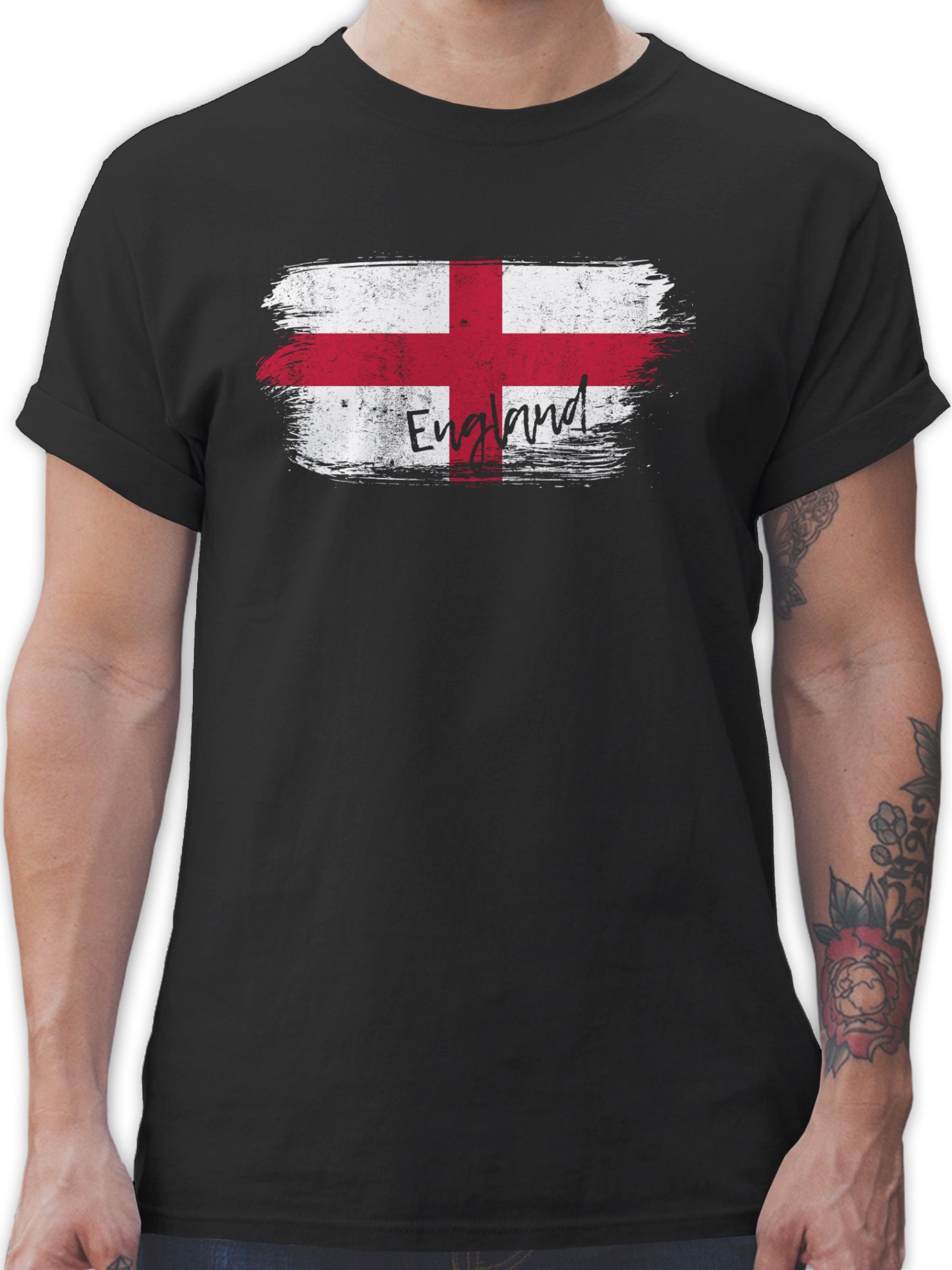 Shirtracer T-Shirt England Vintage Fussball EM 2024 1 Schwarz