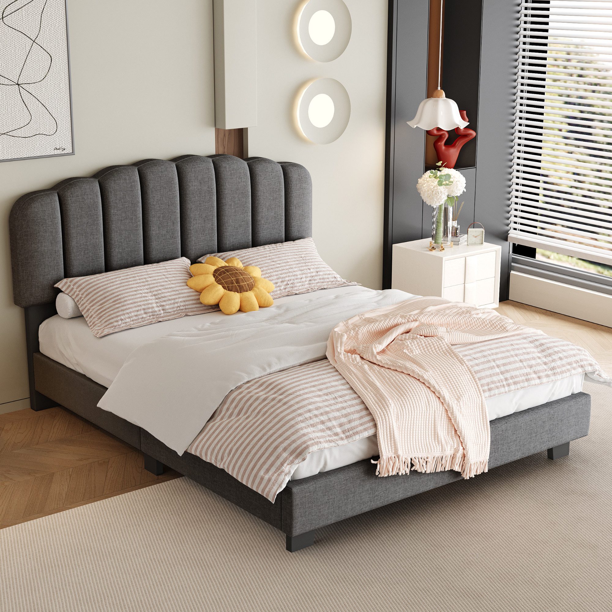Flieks Polsterbett, Doppelbett 140x200cm mit höhenverstellbarem günstig online kaufen