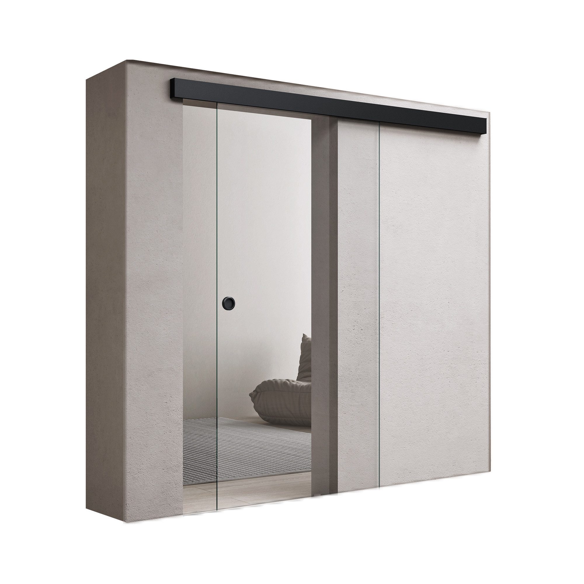 doporro Glasschiebetür komplettset Soft-Close Zimmertür mit 8mm ESG-Glas H:205/215cm Amalfi