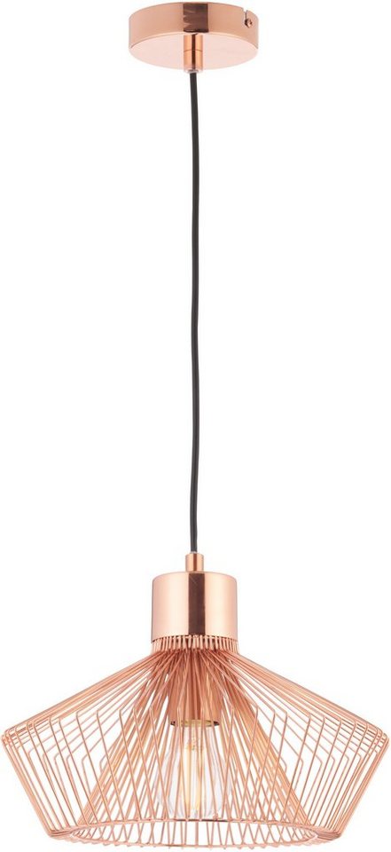 Brilliant Pendelleuchte Yalonda, ohne Leuchtmittel, 155 cm Höhe, Ø 31 cm,  E27, kürzbar, Metall, kupferfarben
