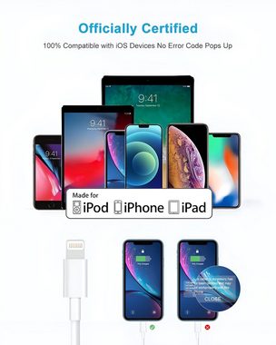 Cyoo 3er Schnellladen USB Lightning Kabel für Apple iPhone 14 Pro Max 3 m Smartphone-Kabel, USB Typ A, Lightning, iPhone Ladekabel, Airpods Pro, Airpods 3 Airpods 1 & 2 iPads, iPods und dem neuesten iOS (300 cm), MFI-Zertifiziert, Robust, Schutz vor Überhitzung und Überladung