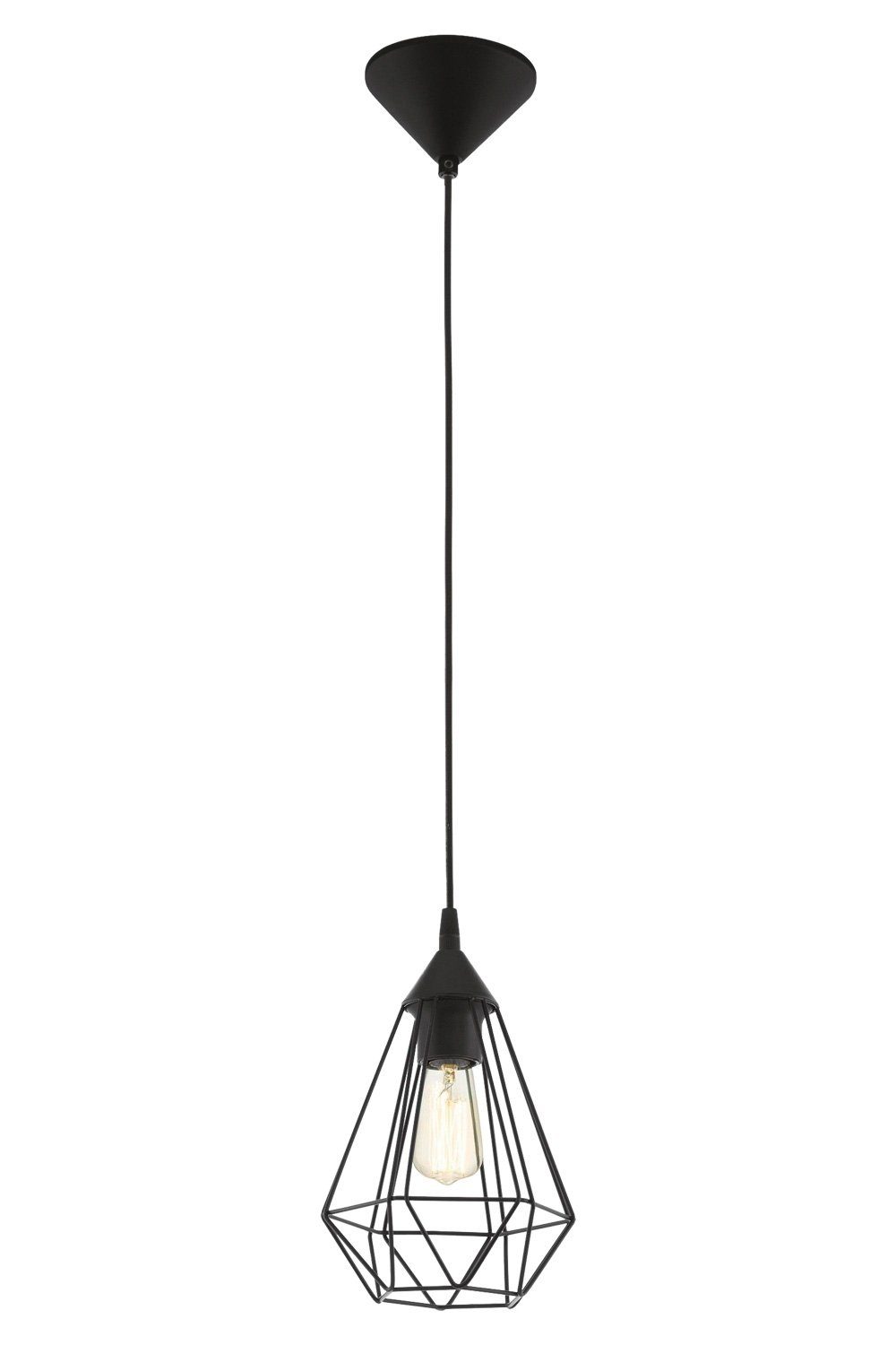 EGLO Pendelleuchte TARBES, 1-flammig, Schwarz, Stahl, günstig online kaufen