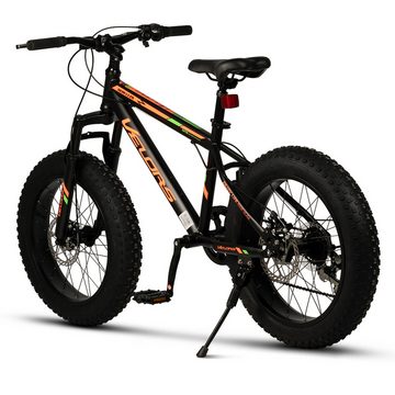 Velors Fatbike 20 Zoll Kinderfahrrad Jugendfahrrad MTB, 21 Gang Shimano Tourney Schaltwerk, Kettenschaltung, 130 - 165cm Hardtail Fahrrad mit mechanische Scheibenbremse